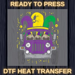 Mardi Gras Bus Ready To Press, Mardi Gras Carnival DTF, Perfect for Colorful Party, Mardi Gras Jester Hat Shirt Design, Funny Carnival