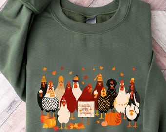 Humorous Fall Chickens Shirt, Fall Chickens Sweater, Women Fall Sweatshirt, Fall Sweater, Chicken Lover Fall Shirt, Autumn Chicken Sweater