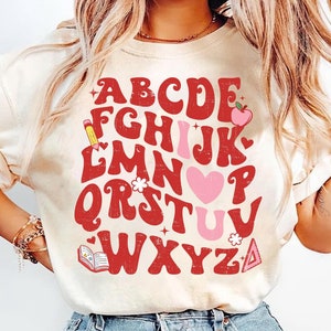 Valentine Teacher Png, Valentine Alphabet I Love You Png,Teacher png Teacher Holiday Shirt Sublimation Pre-K Teacher png Kids Valentines Png