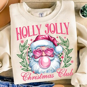Holly Jolly Christmas png, Santa Christmas designs, Christmas sublimation,Trending png,Retro Holidays png,Holiday vibes png, Girly Christmas