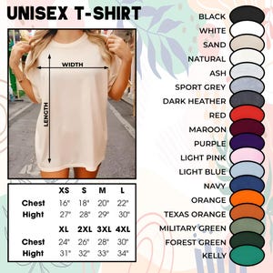 K&ouml;nnte beinhalten: Beiges Unisex-T-Shirt mit Rundhalsausschnitt, pr&auml;sentiert mit Gr&ouml;&szlig;en- und Farboptionen. Die Ma&szlig;e des Shirts sind in Zentimetern angegeben, mit Brustgr&ouml;&szlig;en von 40,6 cm bis 76,2 cm und H&ouml;hen von 68,6 cm bis 86,4 cm. Farben: Schwarz, Wei&szlig;, Marineblau.