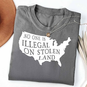 No Human Is Illegal on Stolen Land PNG, Human Rights Activism PNG, Anti Racist Protest Png, Native Americans Immigrant PNG, Digital Download