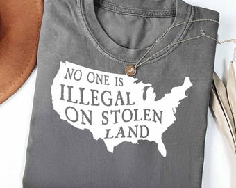 No Human Is Illegal on Stolen Land PNG, Human Rights Activism PNG, Anti Racist Protest Png, Native Americans Immigrant PNG, Digital Download
