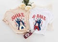 Comfort Colors® Matching 4th of July Couples Shirt Shake and Bake , Patriotic Independence Day Tee Unisex Cotton