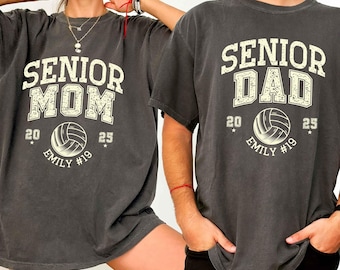 Comfort Colors® Personalized Senior Volleyball Mom Shirt - Senior Volleyball Dad T-shirt - Class of 2025 Tee - Graduation Gift For Parents