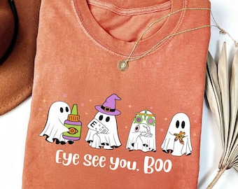Cute Ghost Optometry Halloween Shirt, Eye Doctor Sweatshirt Ophthalmologist, Optometry Student, Optical Tech Optometrist,Office Team T Shirt