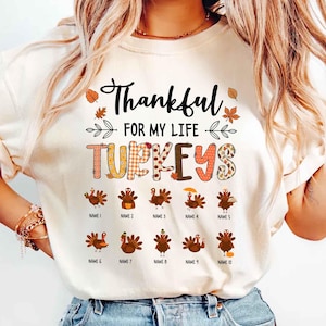 Thankful for My Little Turkeys Shirt, Custom Grandma Thanksgiving Tee, Funny Turkey Mimi Shirt, Cute Nana Fall Top, Family Dinner Gift