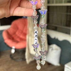 Beaded butterfly phone and key charm