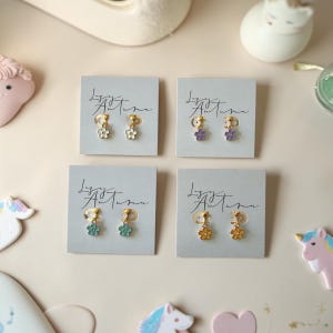 Clip On Flower Earrings | No Pierce Earrings | summer flower Earrings | Lightweight Non Pierced Earrings UK | Kids Clip on earrings