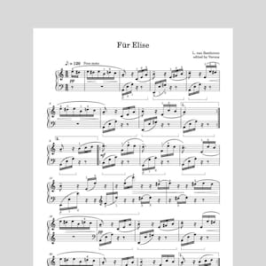 Für Elise - BEETHOVEN | piano sheet music with fingering and pedal indication | wider layout | download includes PDF, MIDI and MP3