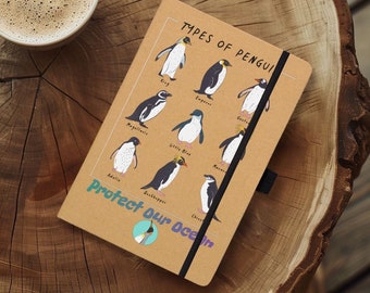 Carnet à personnaliser Pingouin, protégez notre océan, respectueux de l'environnement
