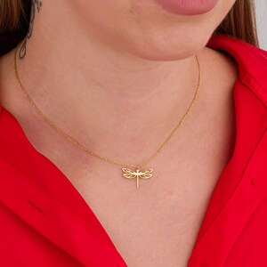 Minimalist Dragonfly Necklace, 14K Gold Plated Dragonfly Pendant, Chic Animal Necklace, Good Luck Necklace, Birthday Gift, Christmas Jewelry