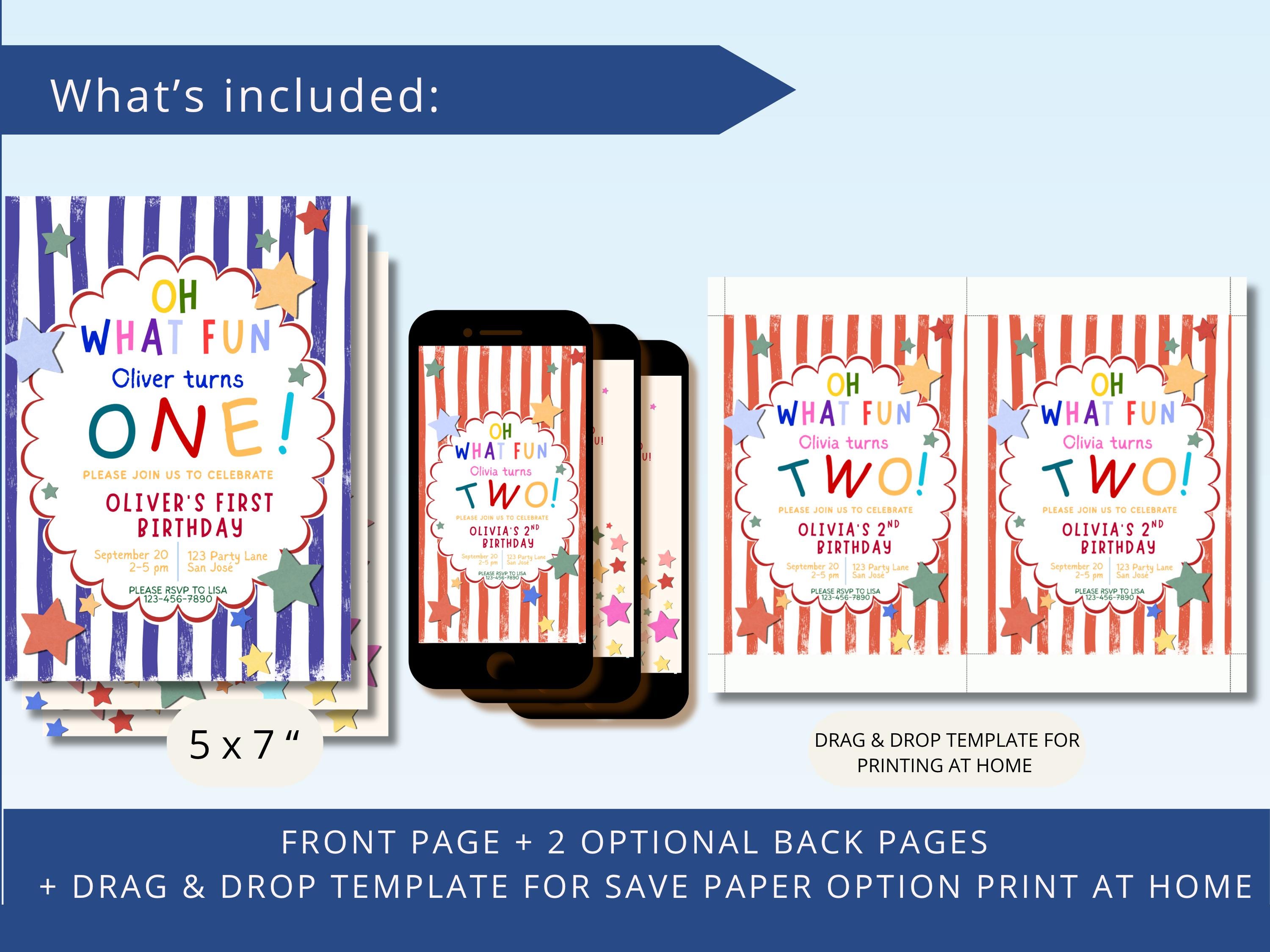 Colorful Red Second Birthday Invitation thumbnail 5