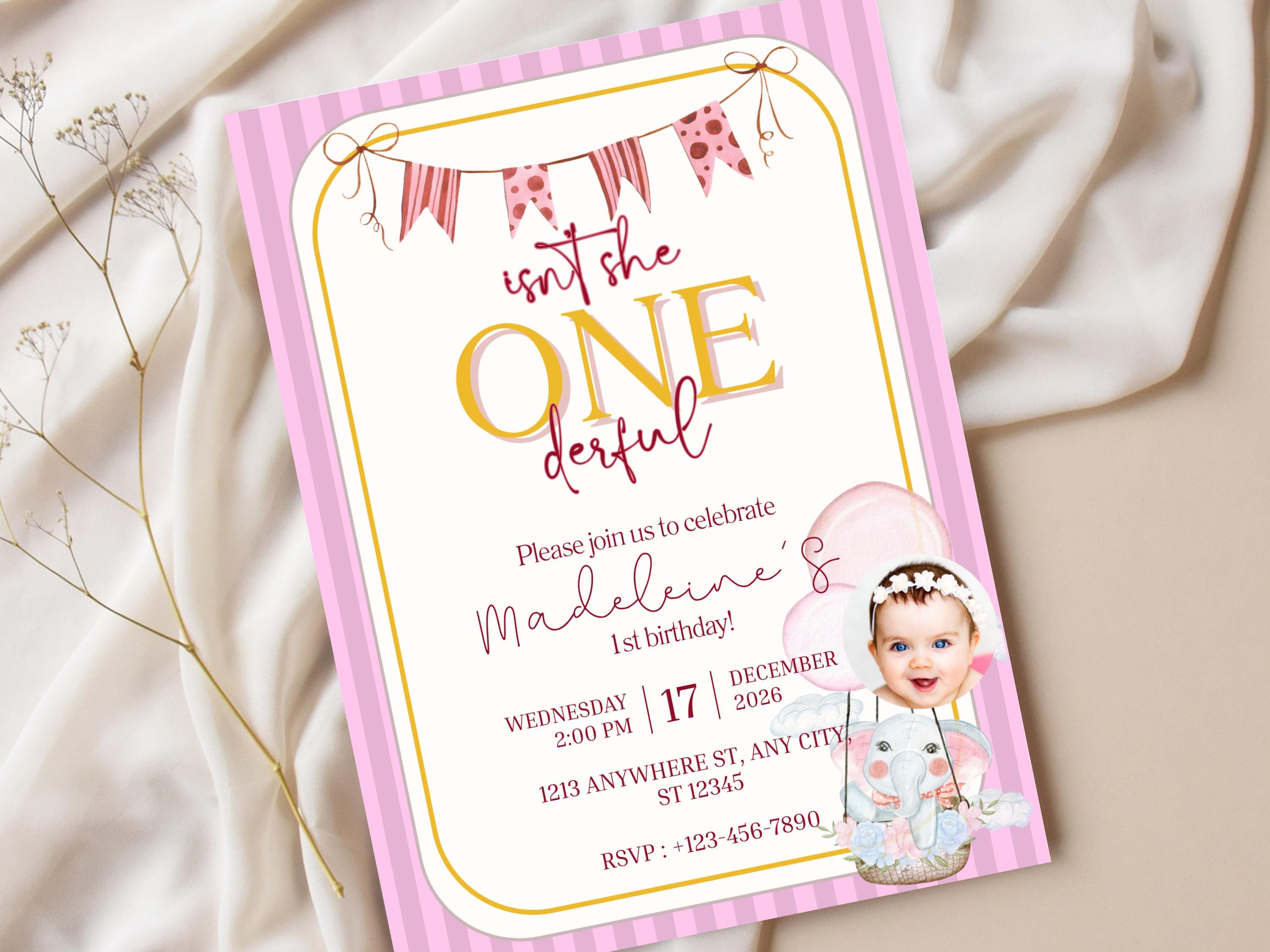 Isn't She ONEderful Birthday Invitation thumbnail 4