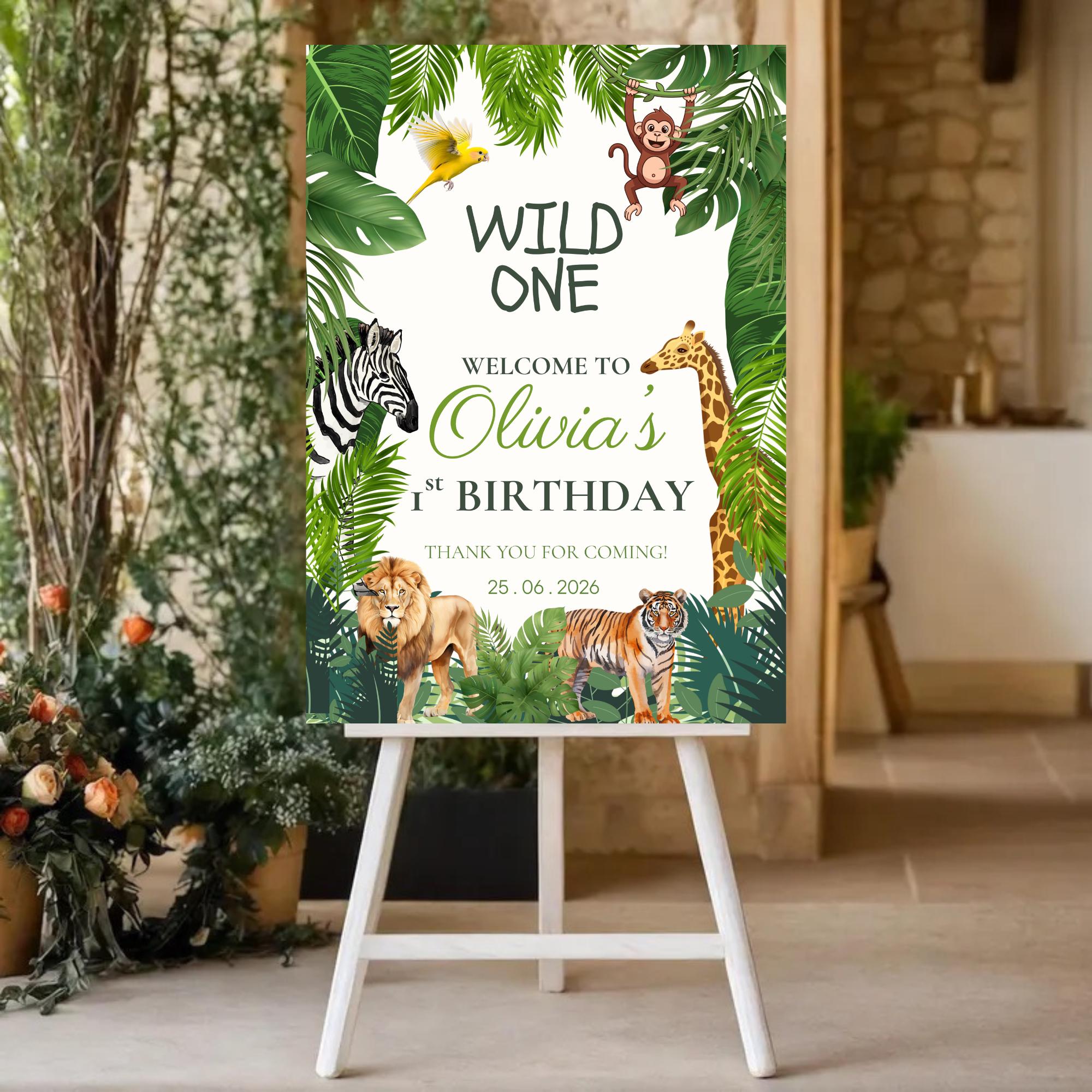 Wild One Jungle Safari Welcome Sign thumbnail 3