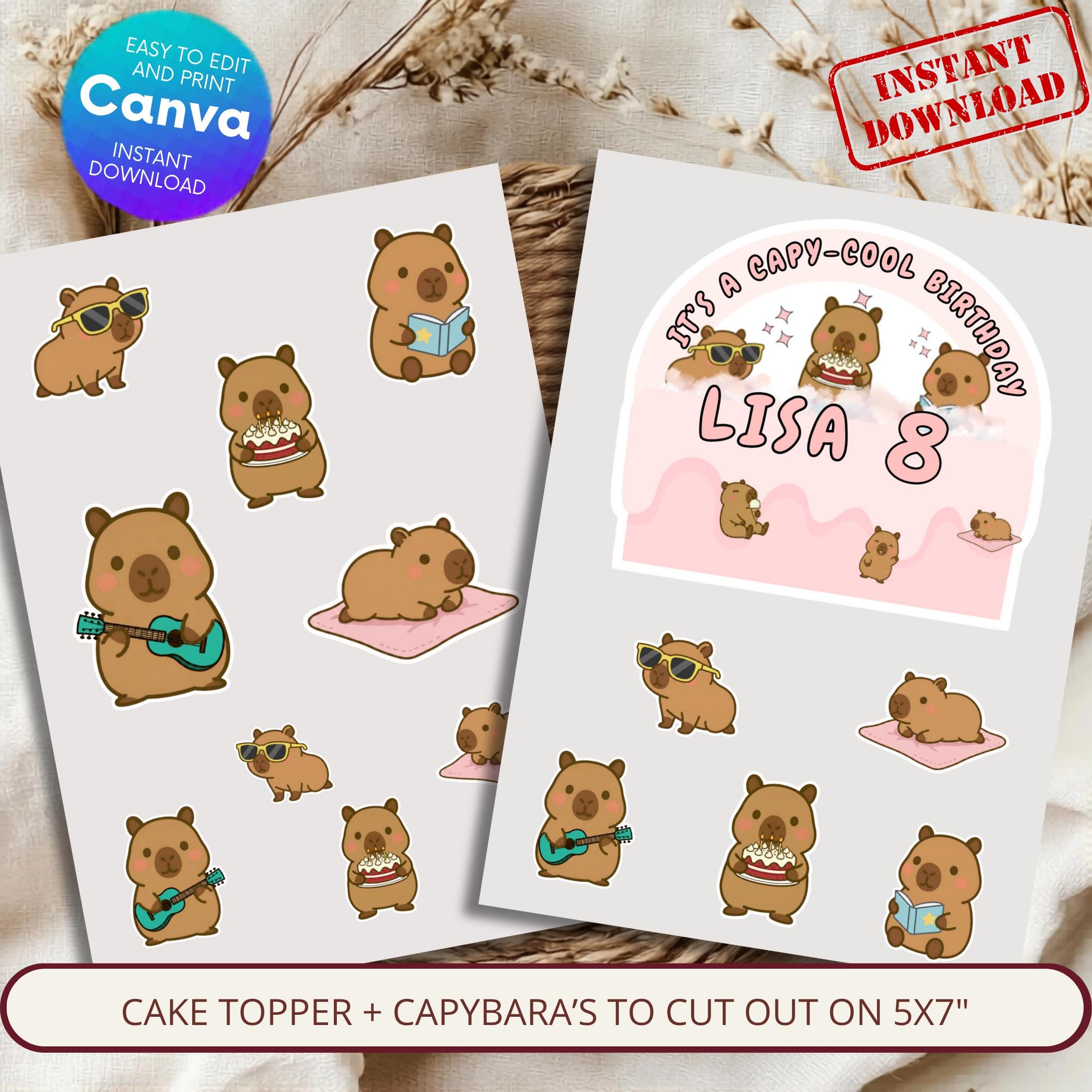 Capybara Birthday Cake Topper thumbnail 3