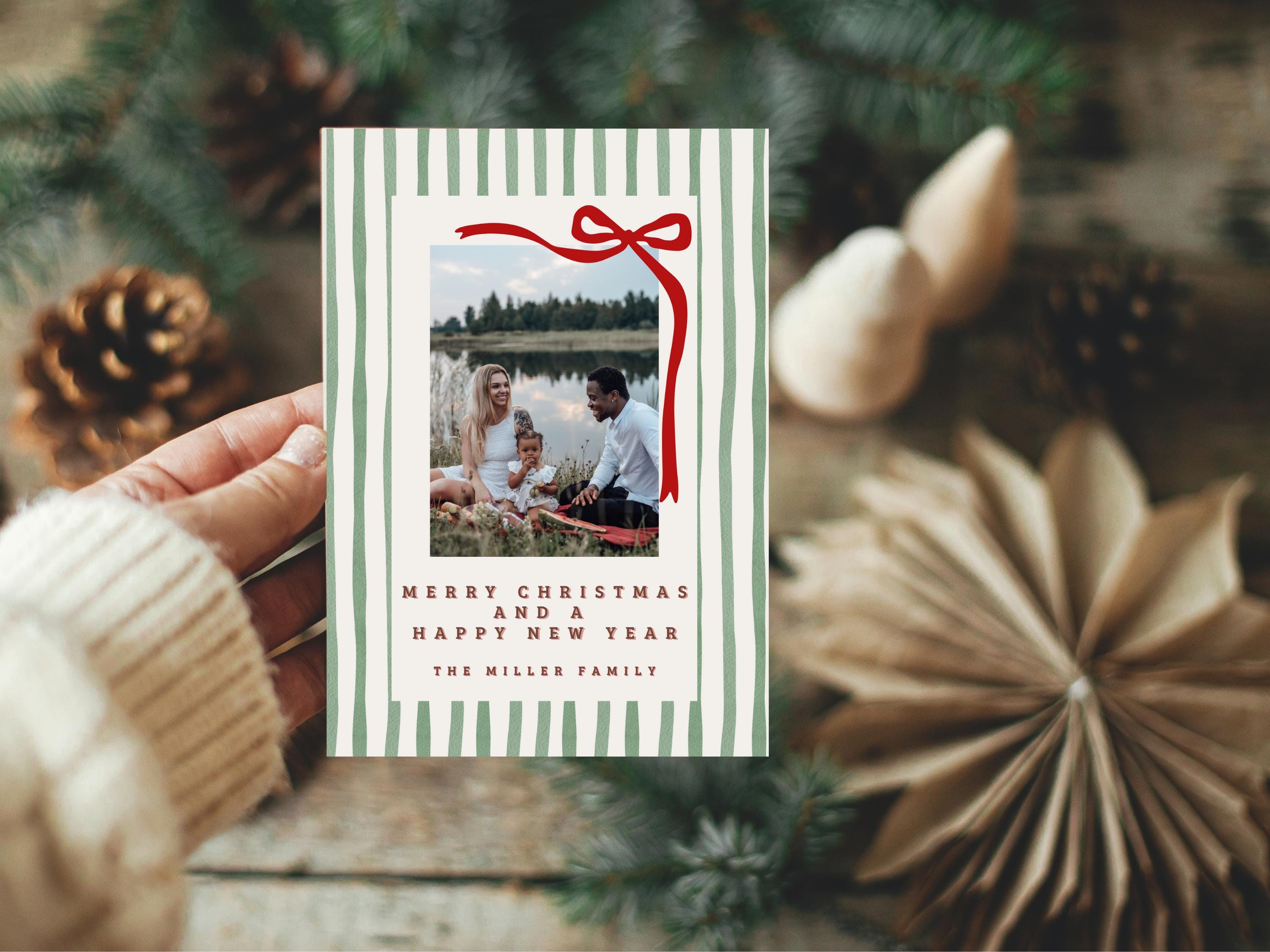 Striped Merry Christmas Holiday Card thumbnail 2