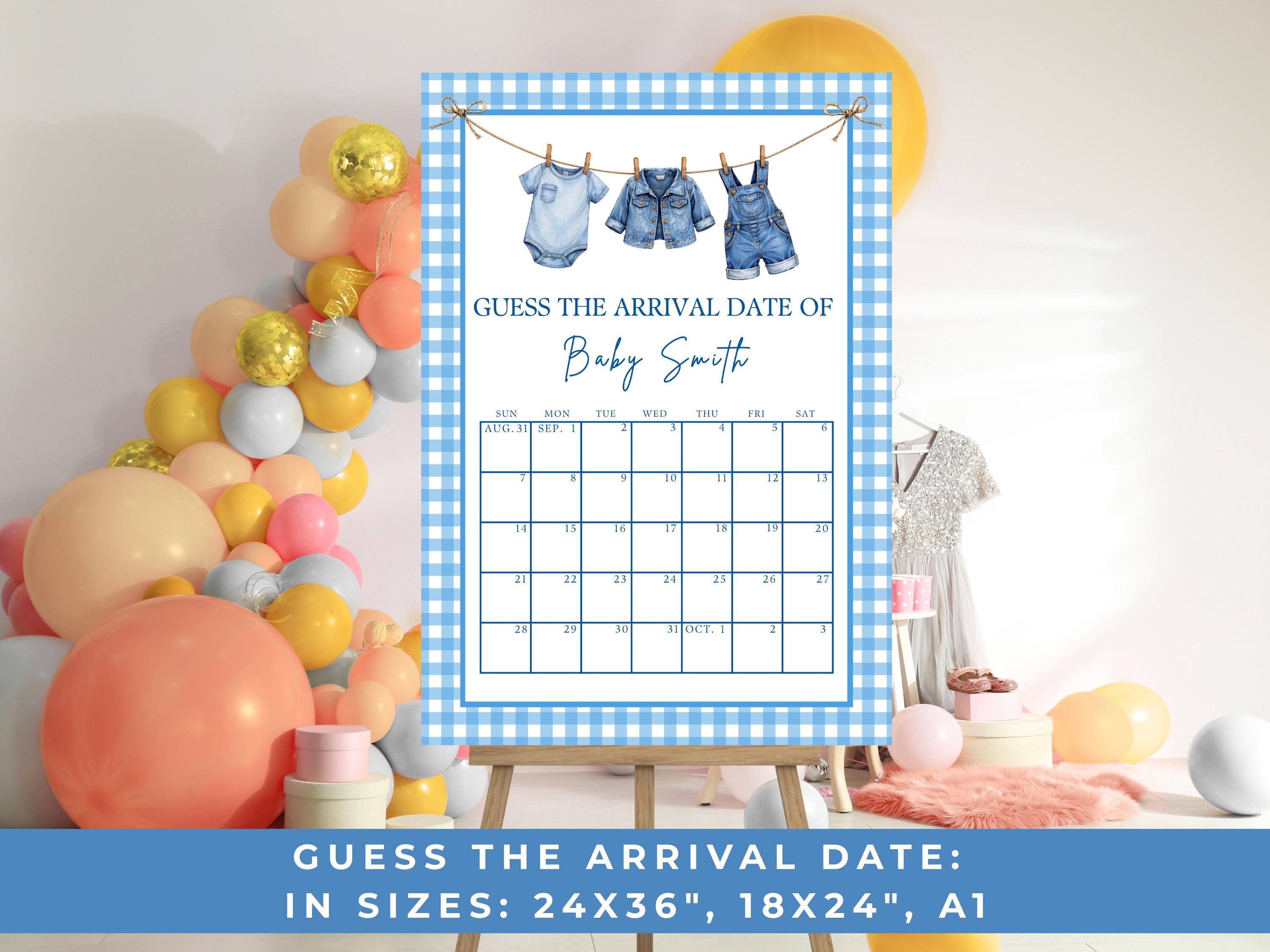 Gingham Baby Shower Arrival Date Game thumbnail 2