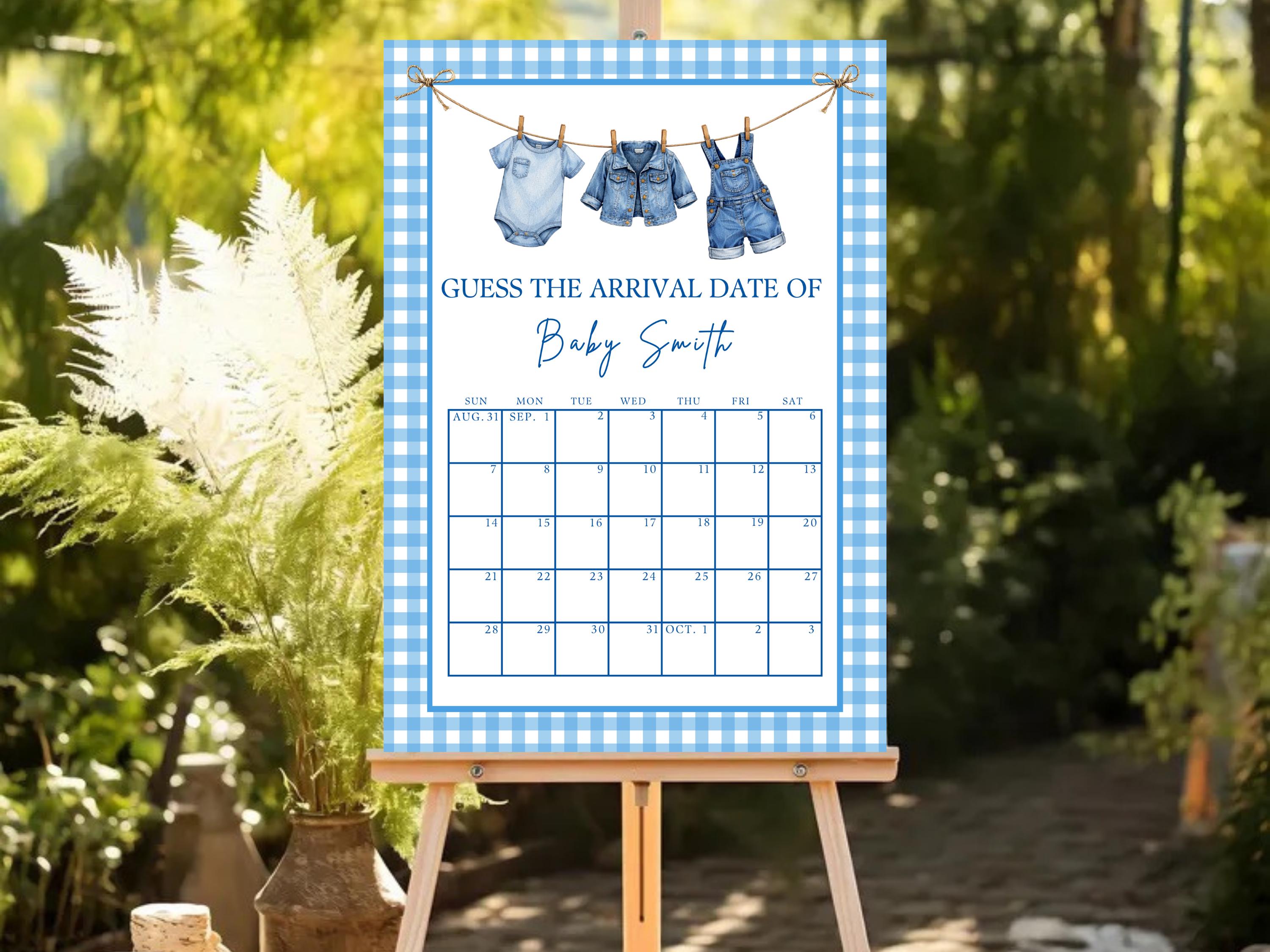 Gingham Baby Shower Arrival Date Game thumbnail 3
