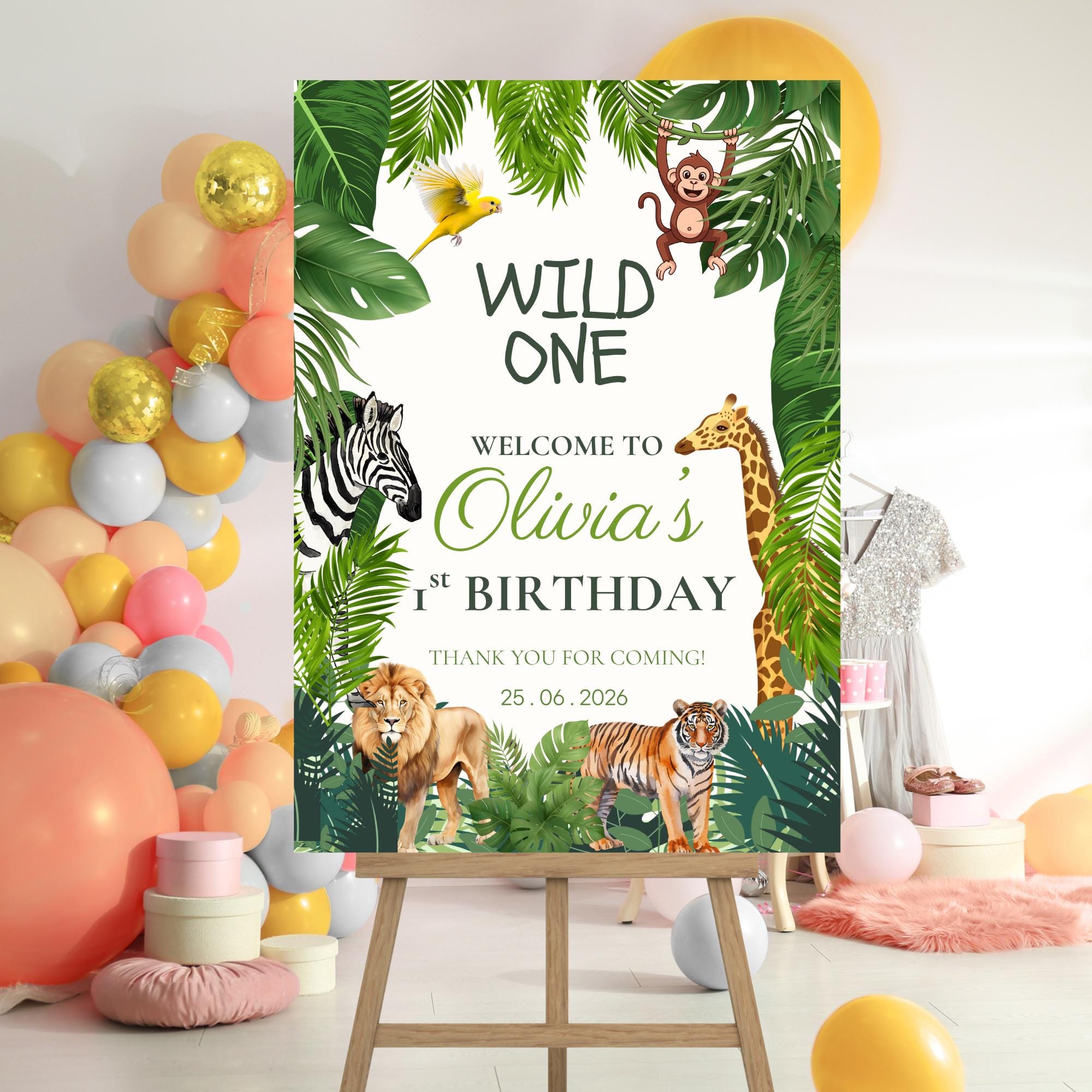 Wild One Jungle Safari Welcome Sign thumbnail 5
