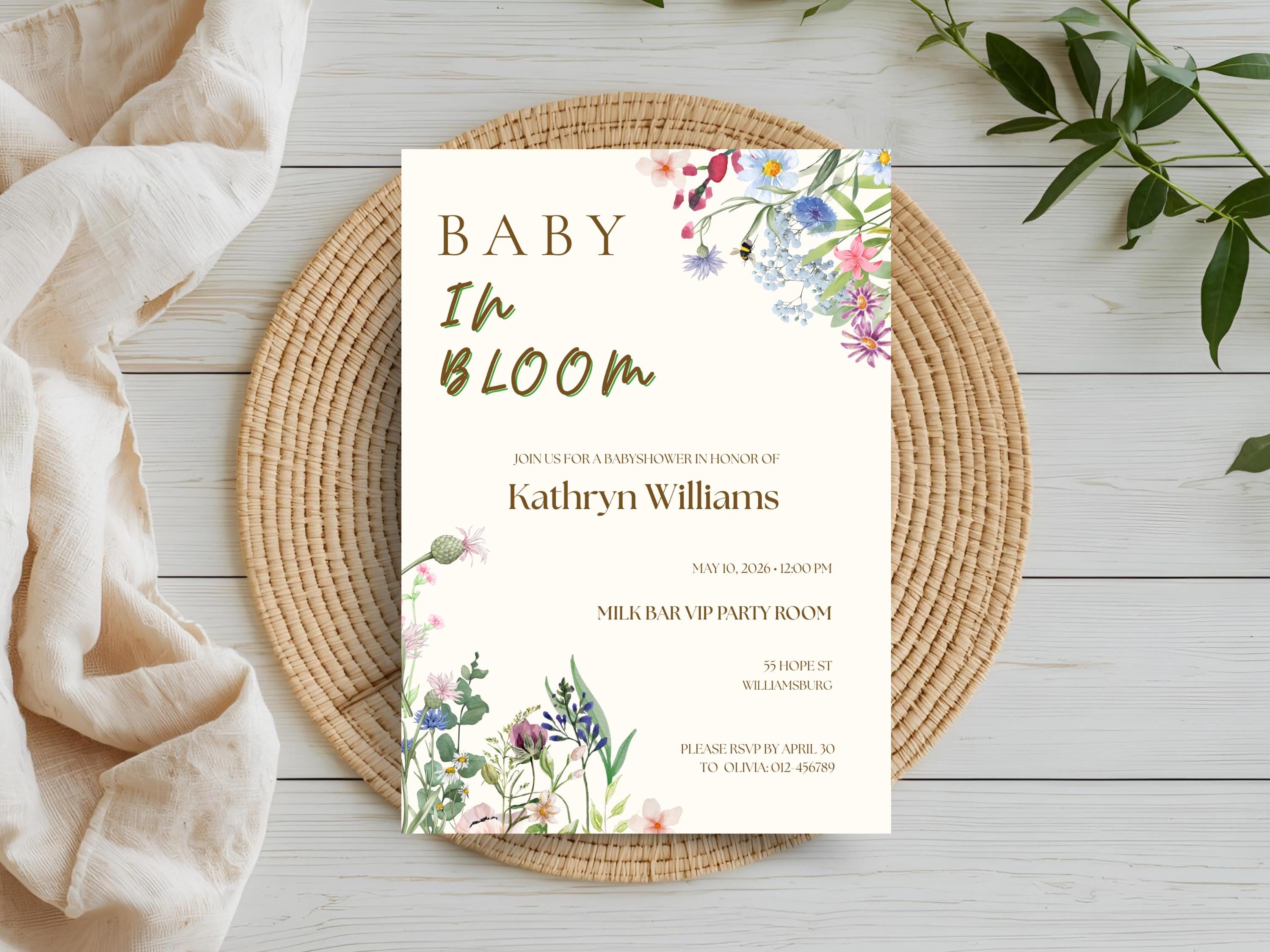 Baby in Bloom Baby Shower Invitation thumbnail 2
