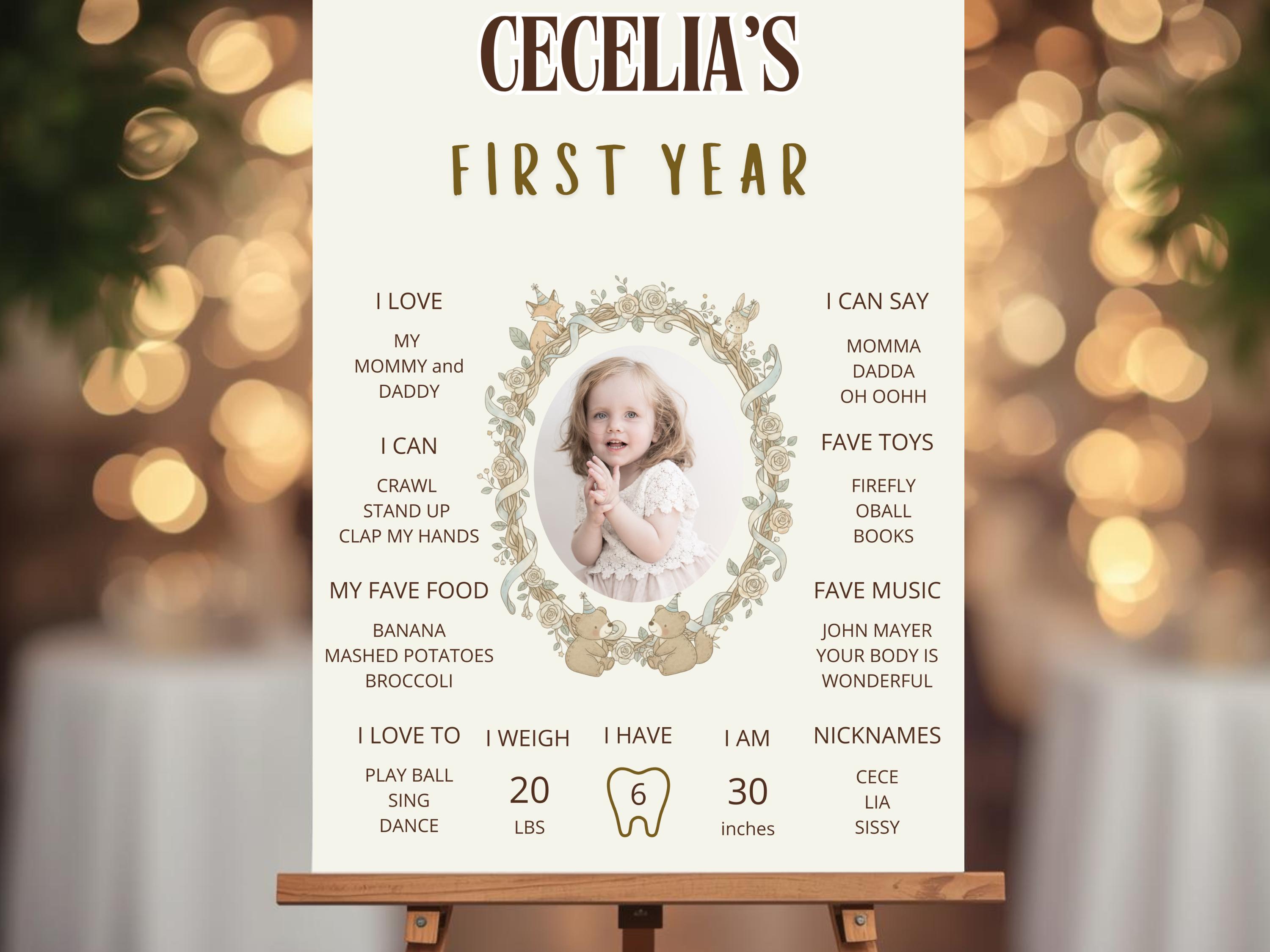 Woodland First Birthday Milestone Board thumbnail 2