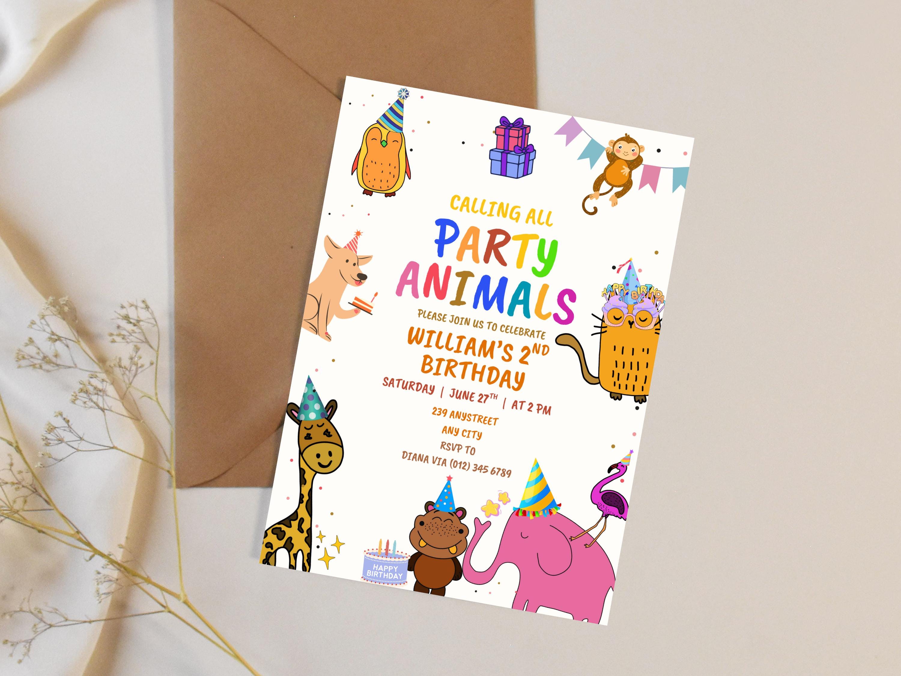 Calling All Party Animals Birthday Invitation thumbnail 5