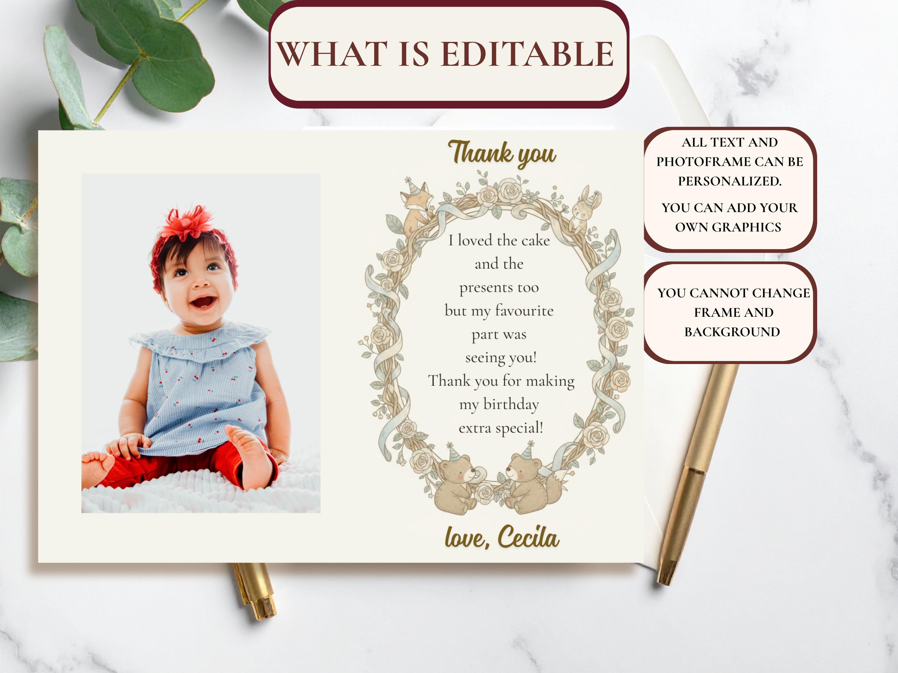 Woodland Birthday Thank You Card thumbnail 5