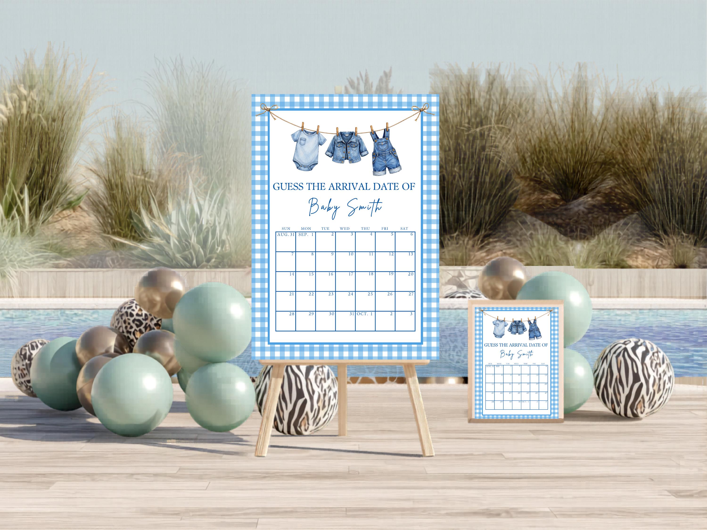 Gingham Baby Shower Arrival Date Game thumbnail 4
