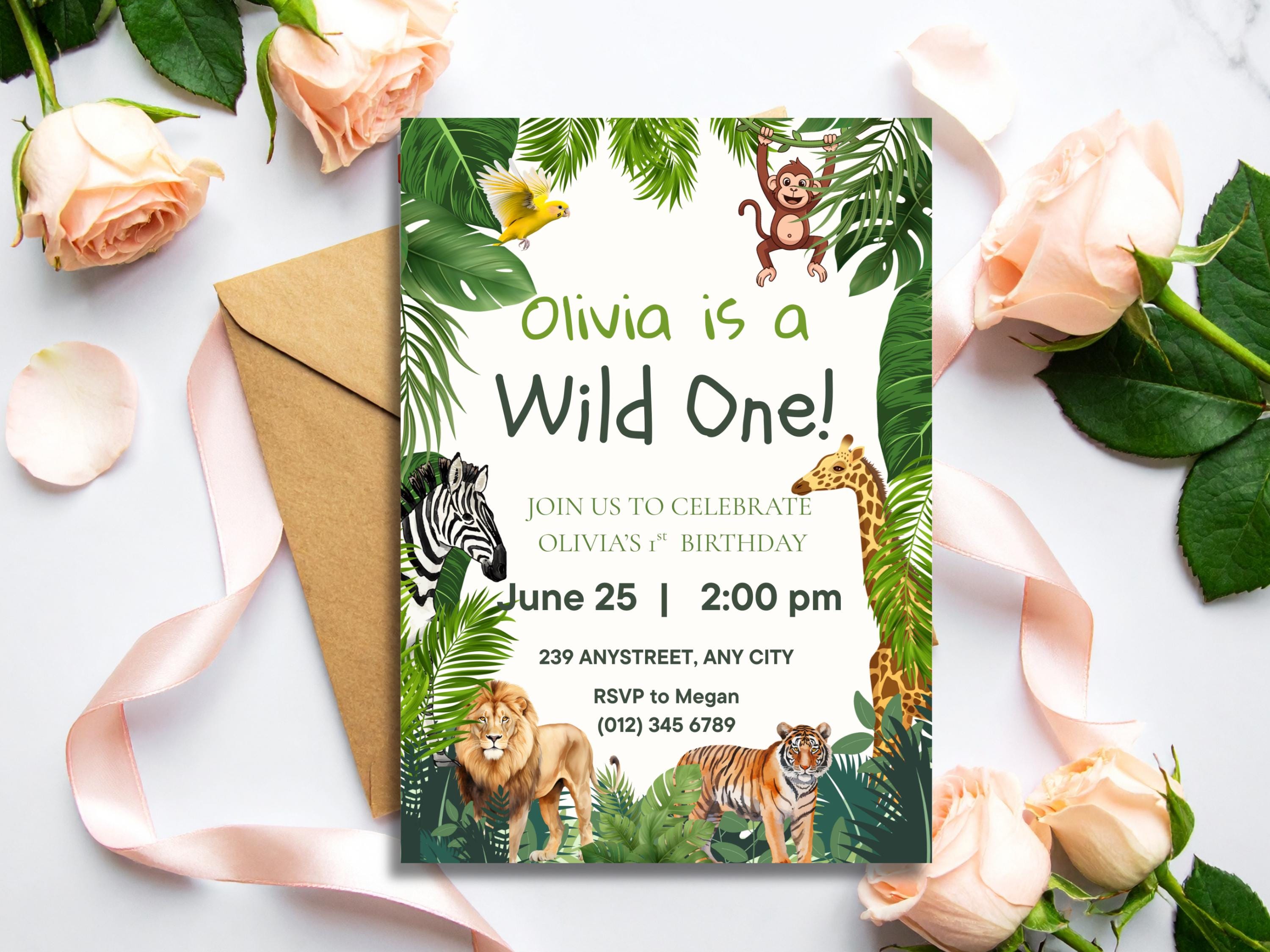 Wild One Jungle Safari Invitation thumbnail 3