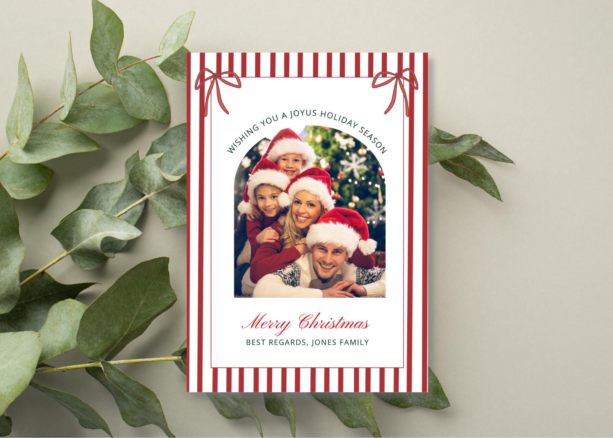 Red Stripe Christmas Photo Card thumbnail 5