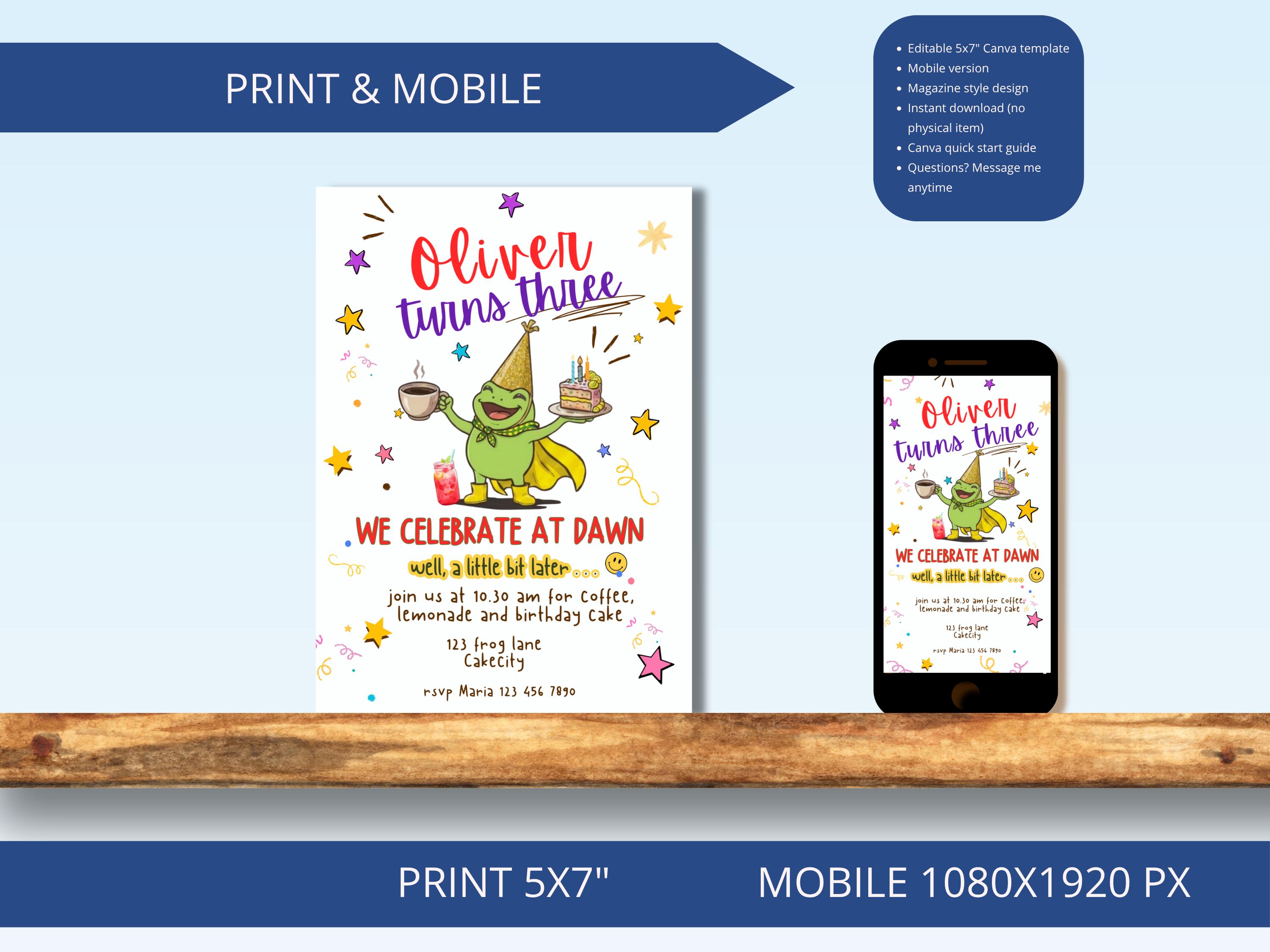 Frog Birthday Invitation — Gender Neutral thumbnail 4