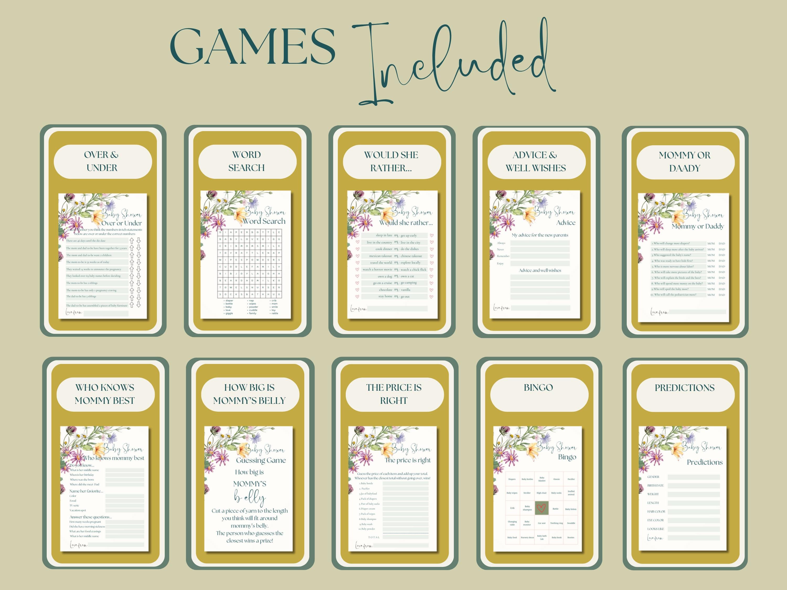 Wildflower Baby Shower Games Bundle thumbnail 2