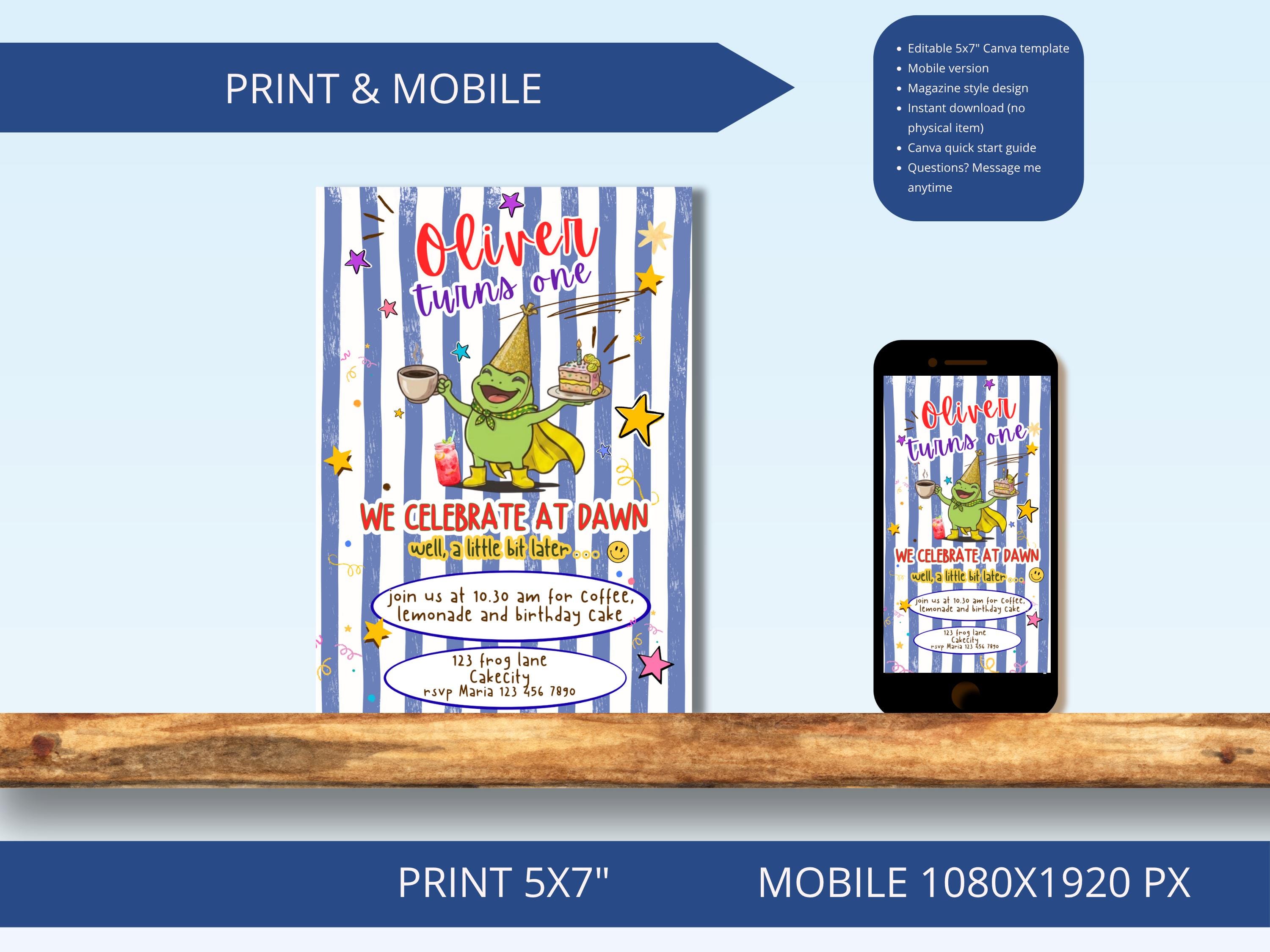 Frog Birthday Invitation — Blue thumbnail 4