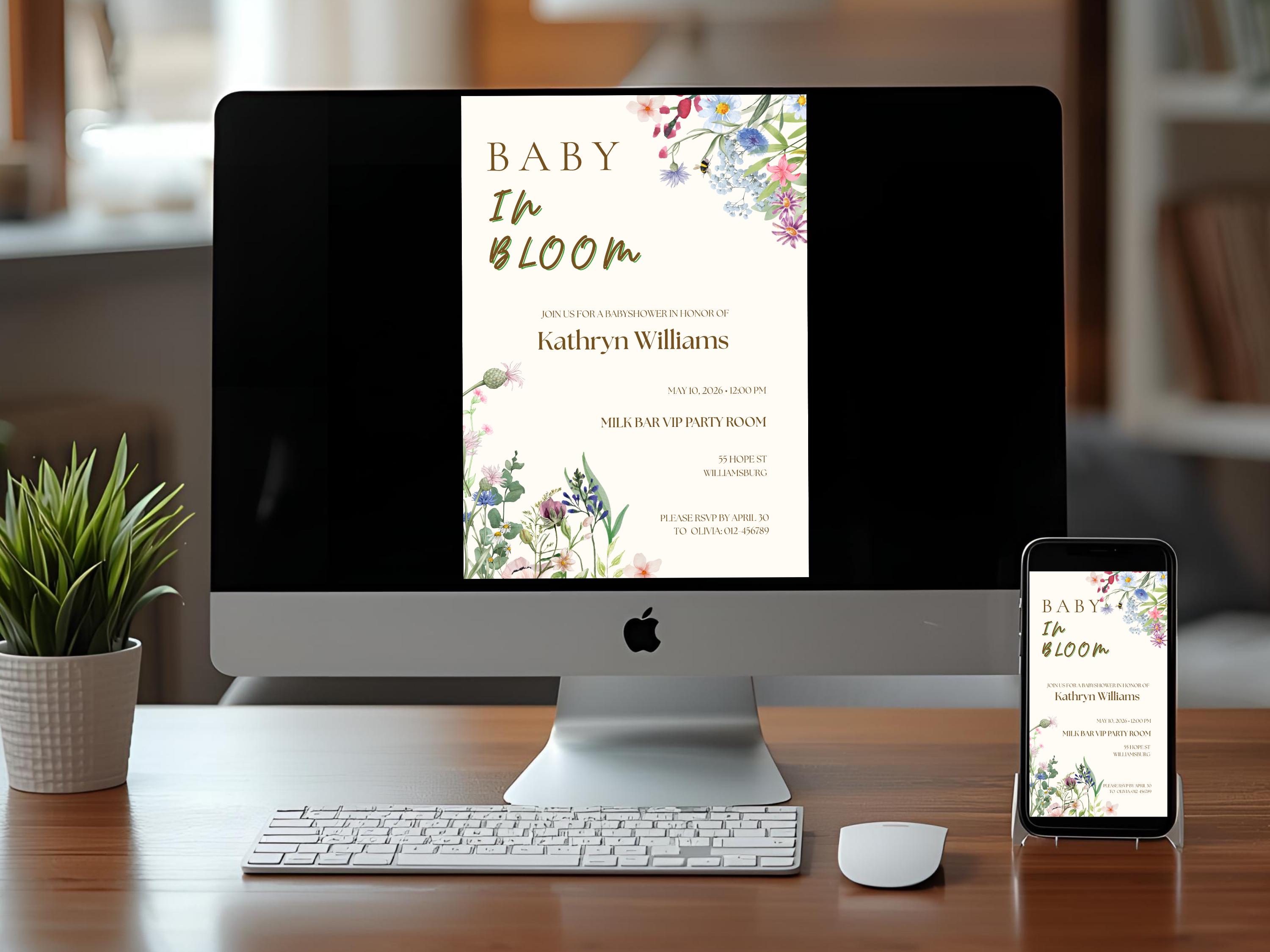 Baby in Bloom Baby Shower Invitation thumbnail 4