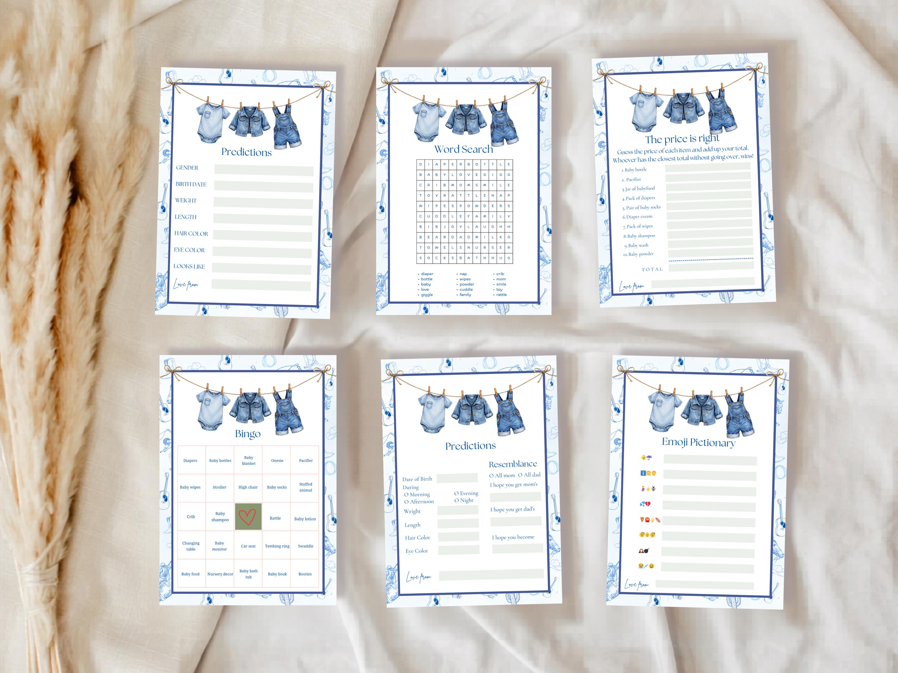 Blue Jean Baby Shower Games Bundle thumbnail 4