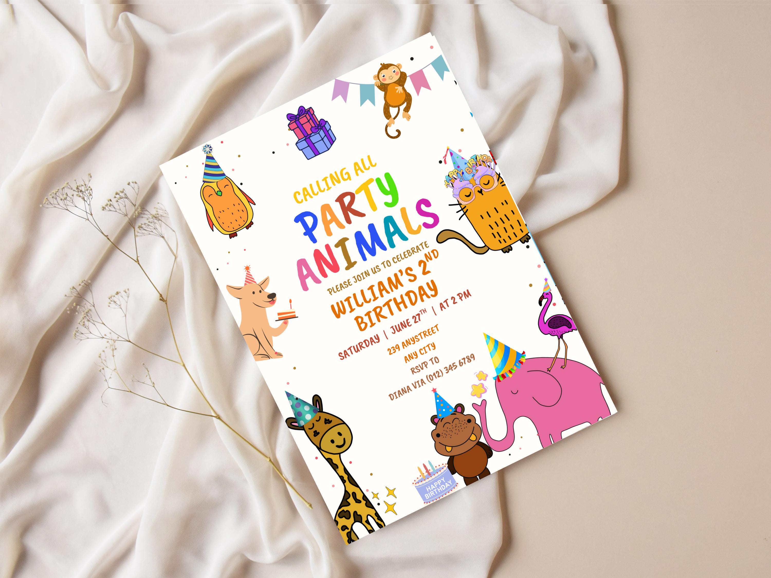 Calling All Party Animals Birthday Invitation thumbnail 3