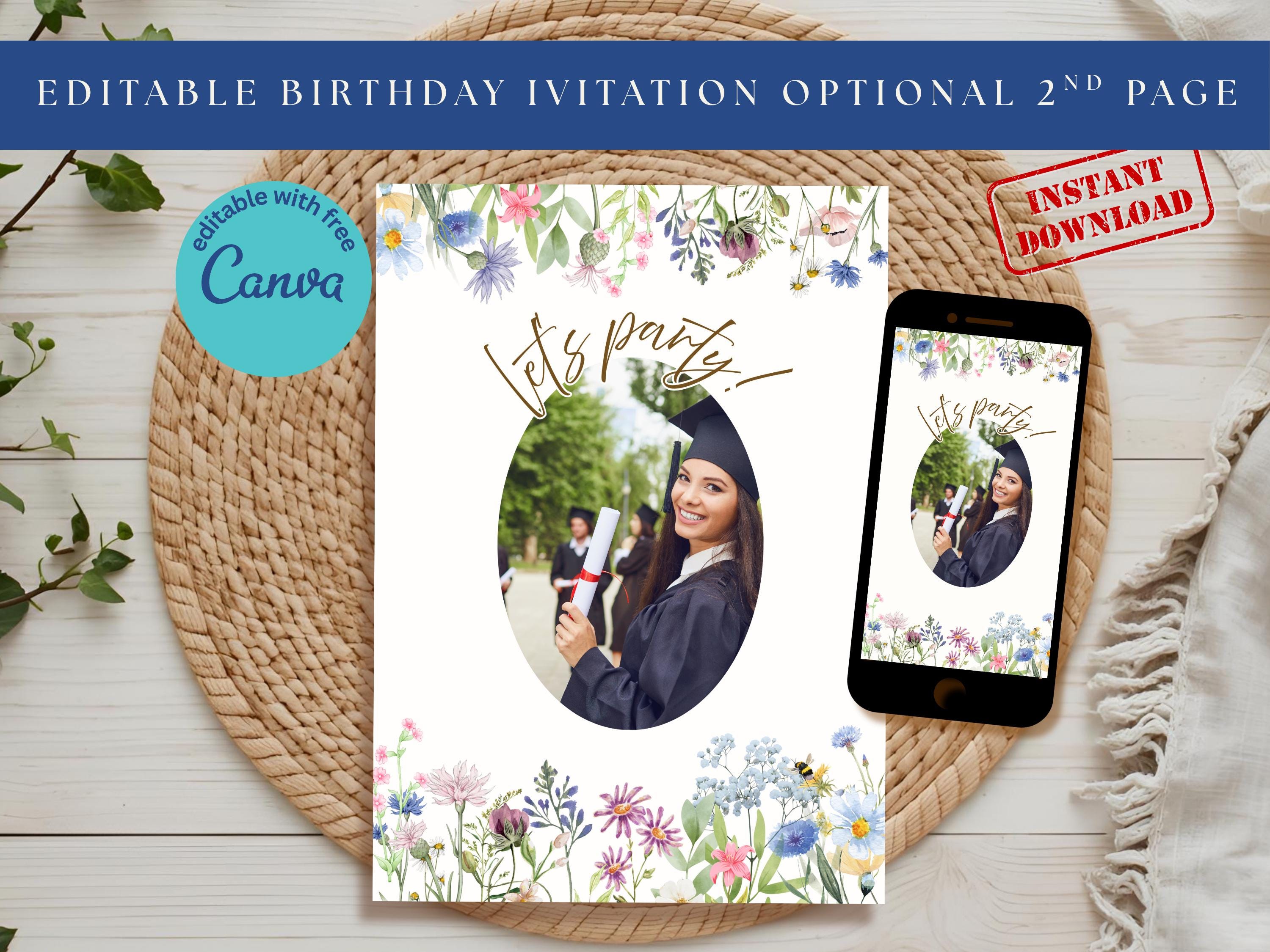 Wildflower Graduation Party Invitation thumbnail 2