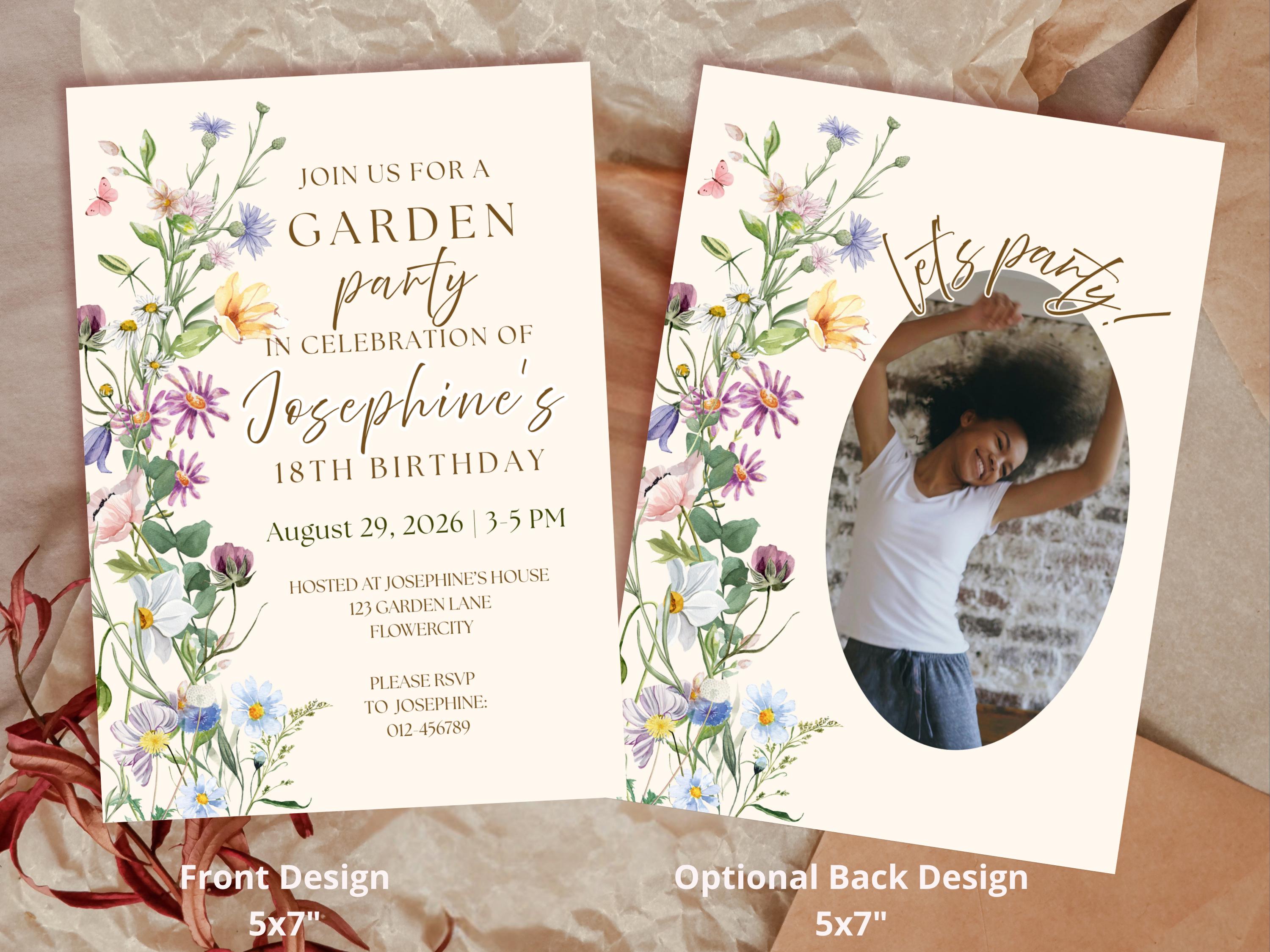 Wildflower Garden 18th Birthday Invitation thumbnail 3