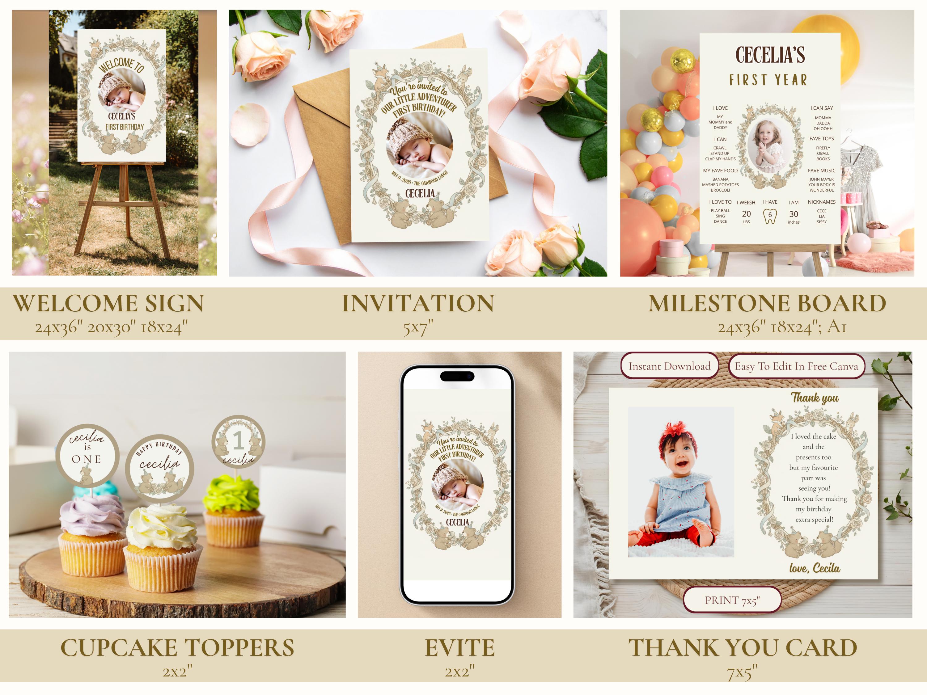 Woodland First Birthday Party Bundle thumbnail 2