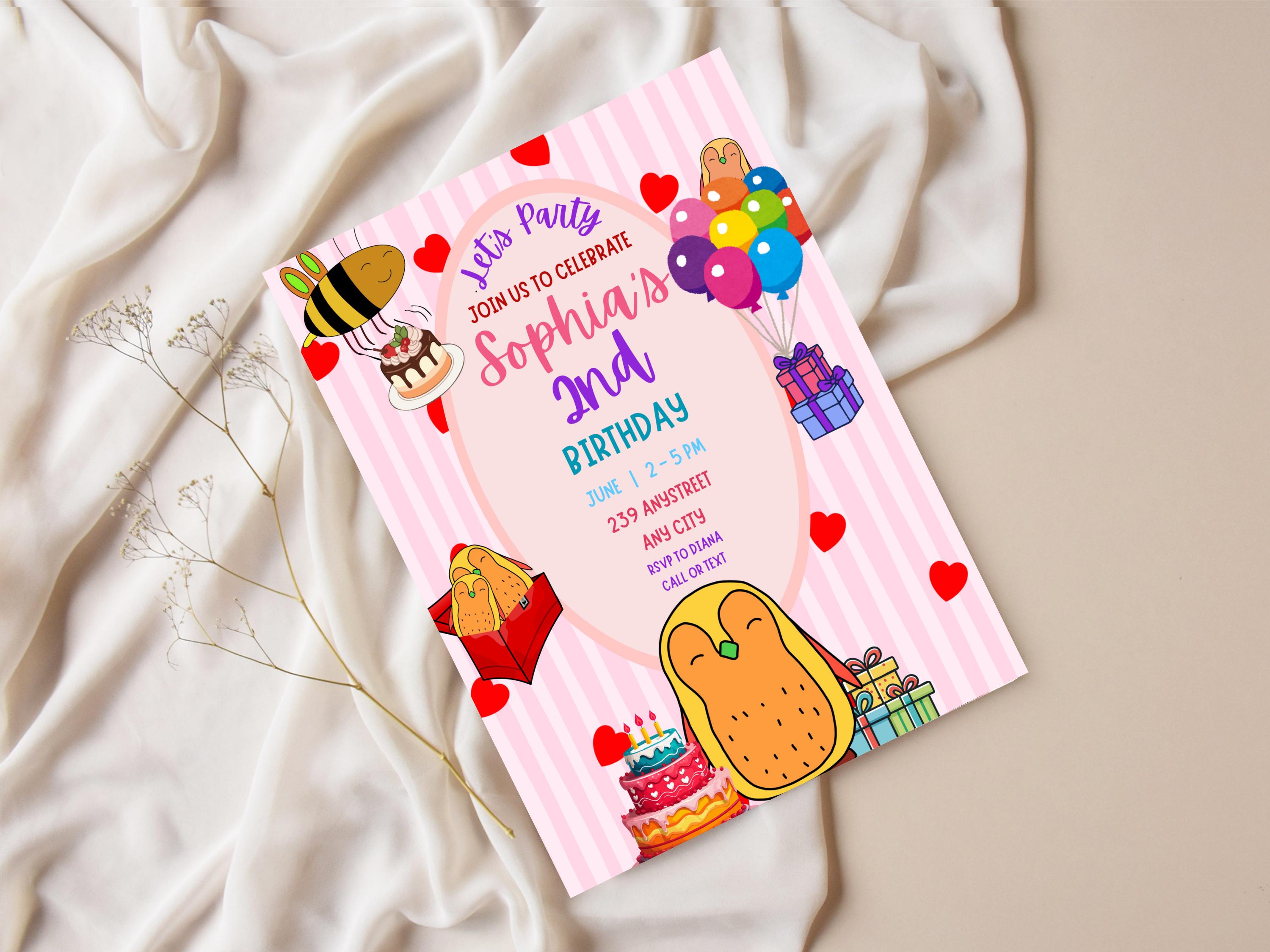 Penguin & Bee Birthday Invitation thumbnail 2
