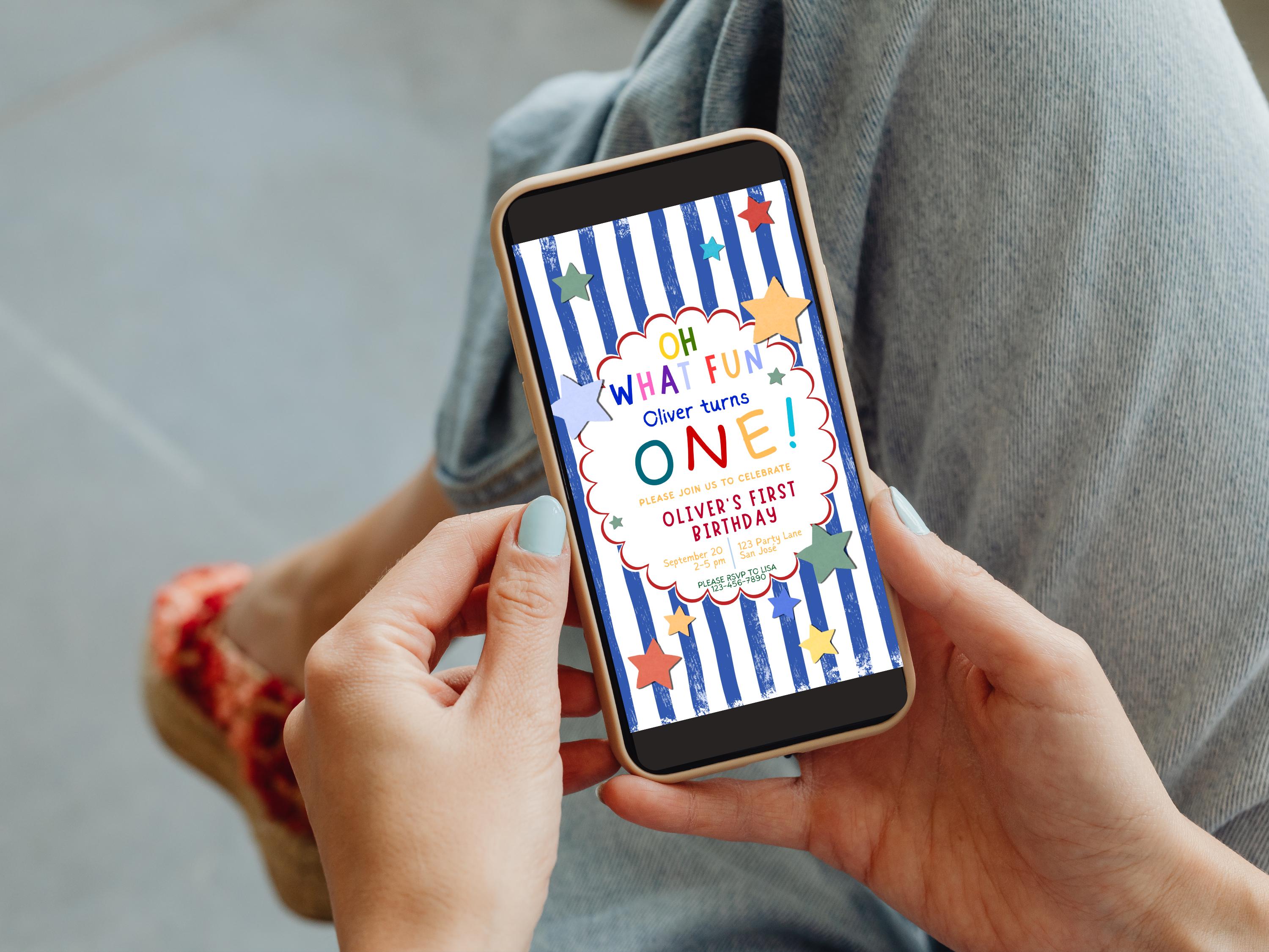 Colorful First Birthday Invitation thumbnail 4