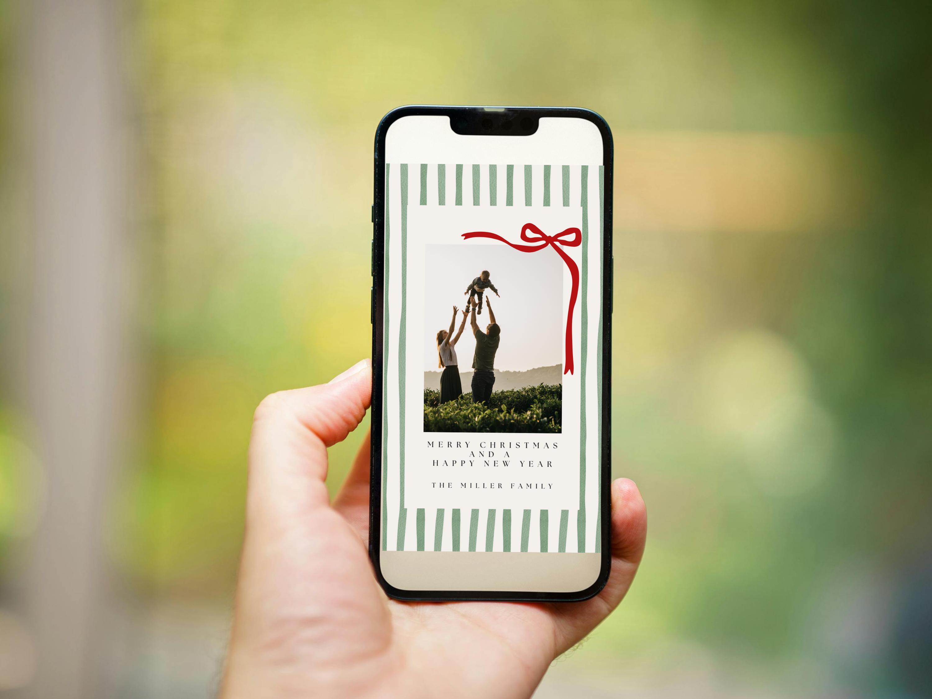 Striped Merry Christmas Holiday Card thumbnail 4
