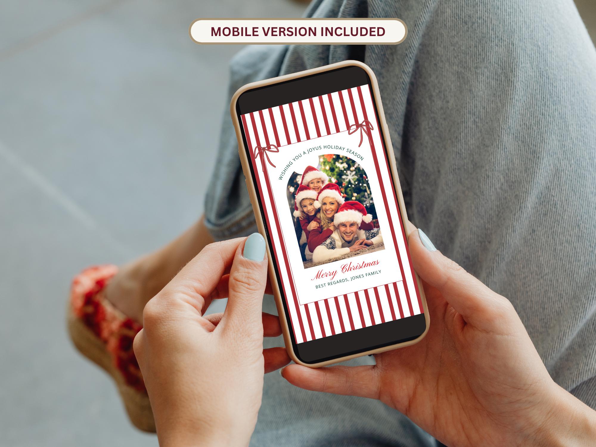 Red Stripe Christmas Photo Card thumbnail 4