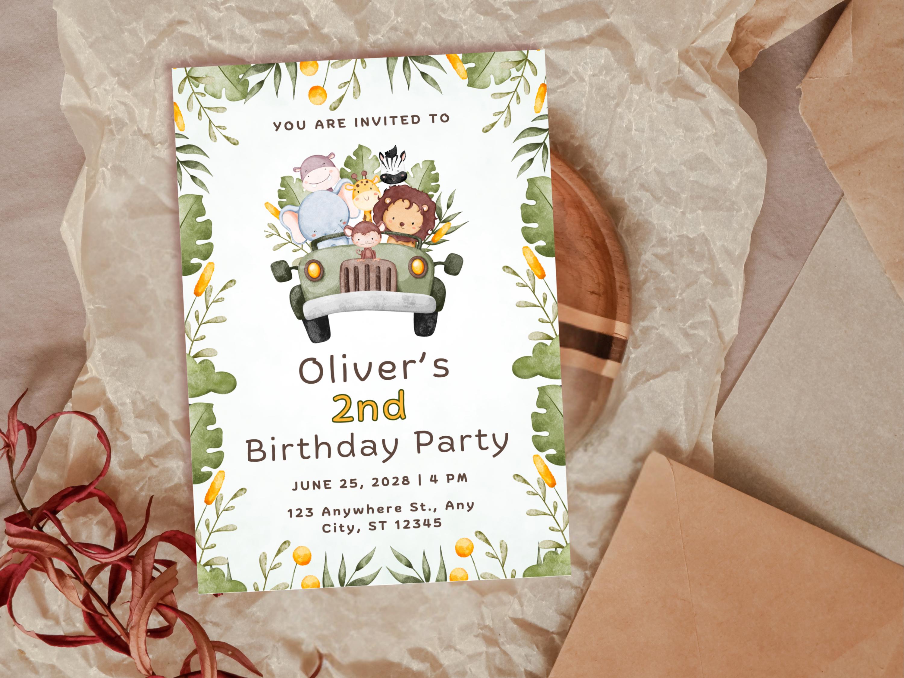 Safari Truck Birthday Invitation thumbnail 3