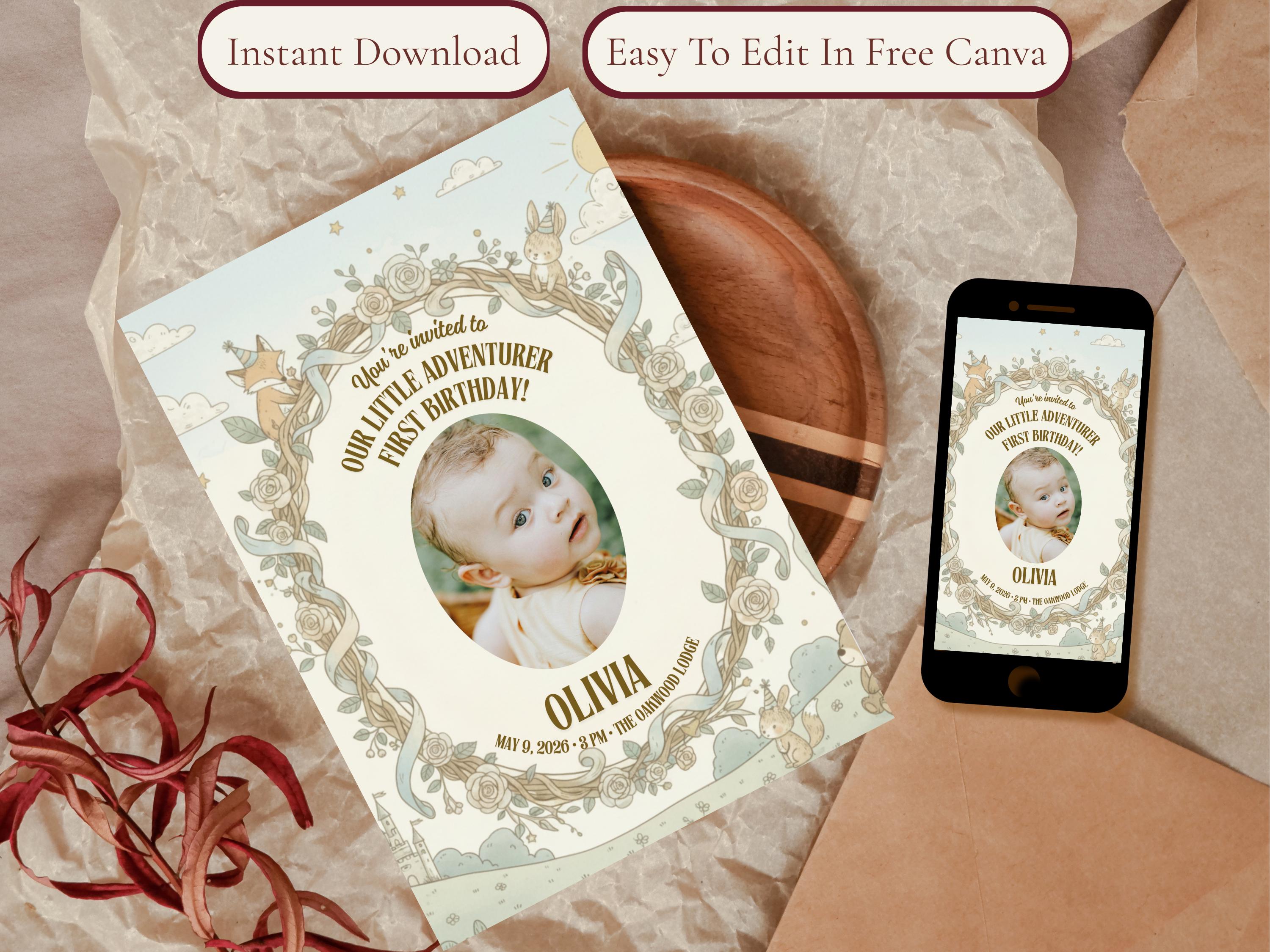 Whimsical Fairy First Birthday Invitation thumbnail 2