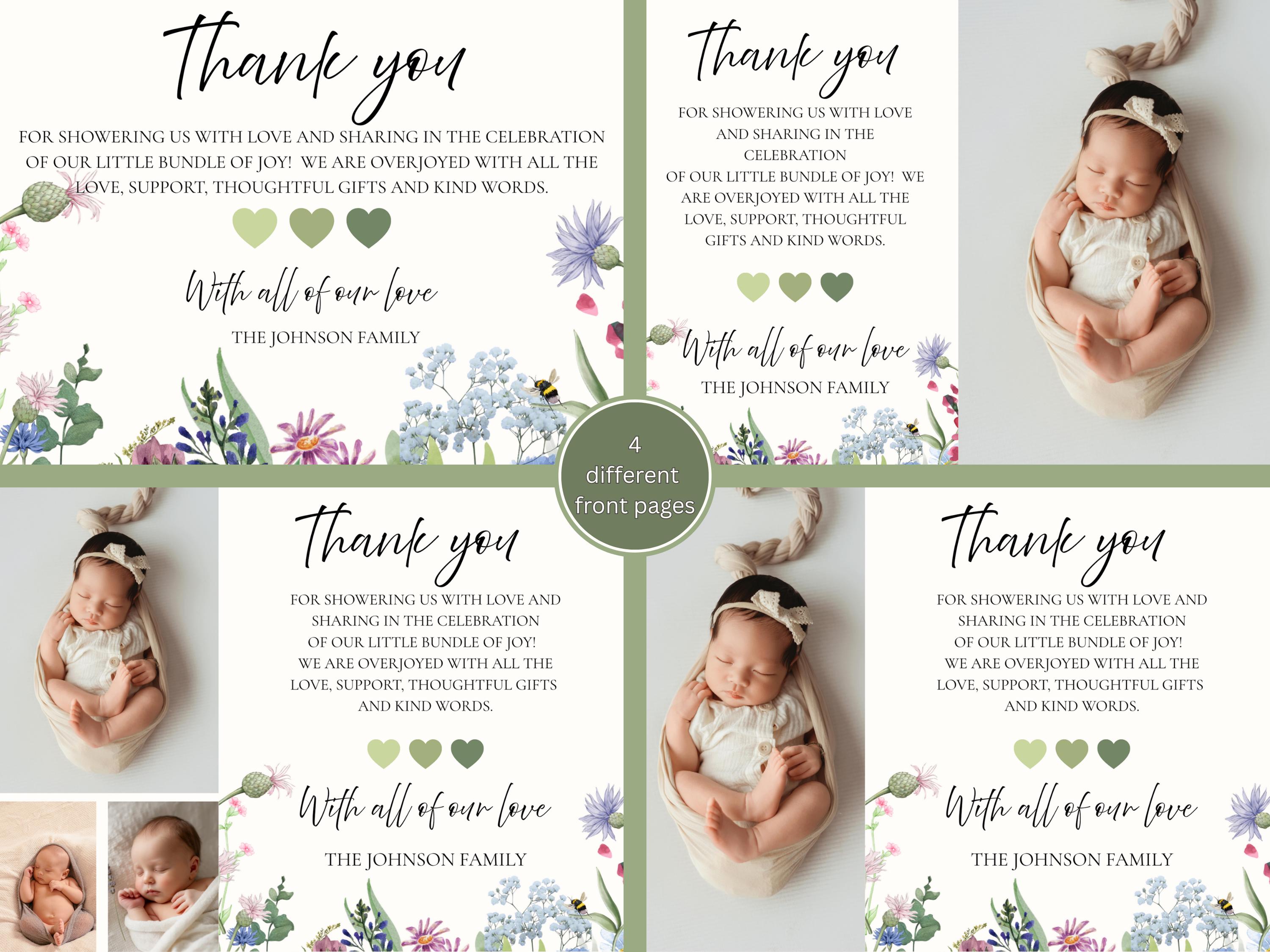 Wildflower Baby Shower Thank You Cards thumbnail 5