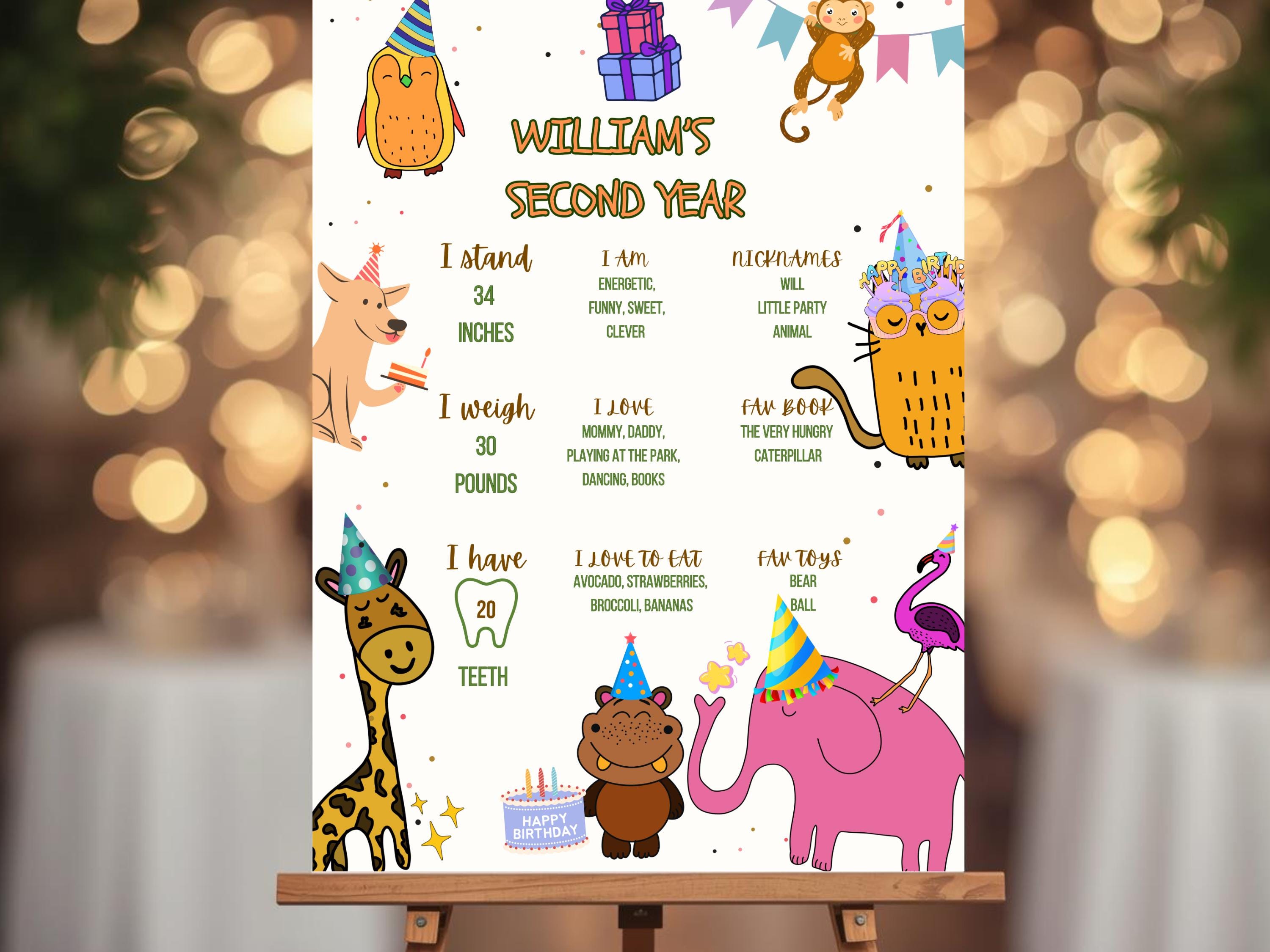 Colorful Animal Birthday Milestone Board thumbnail 3