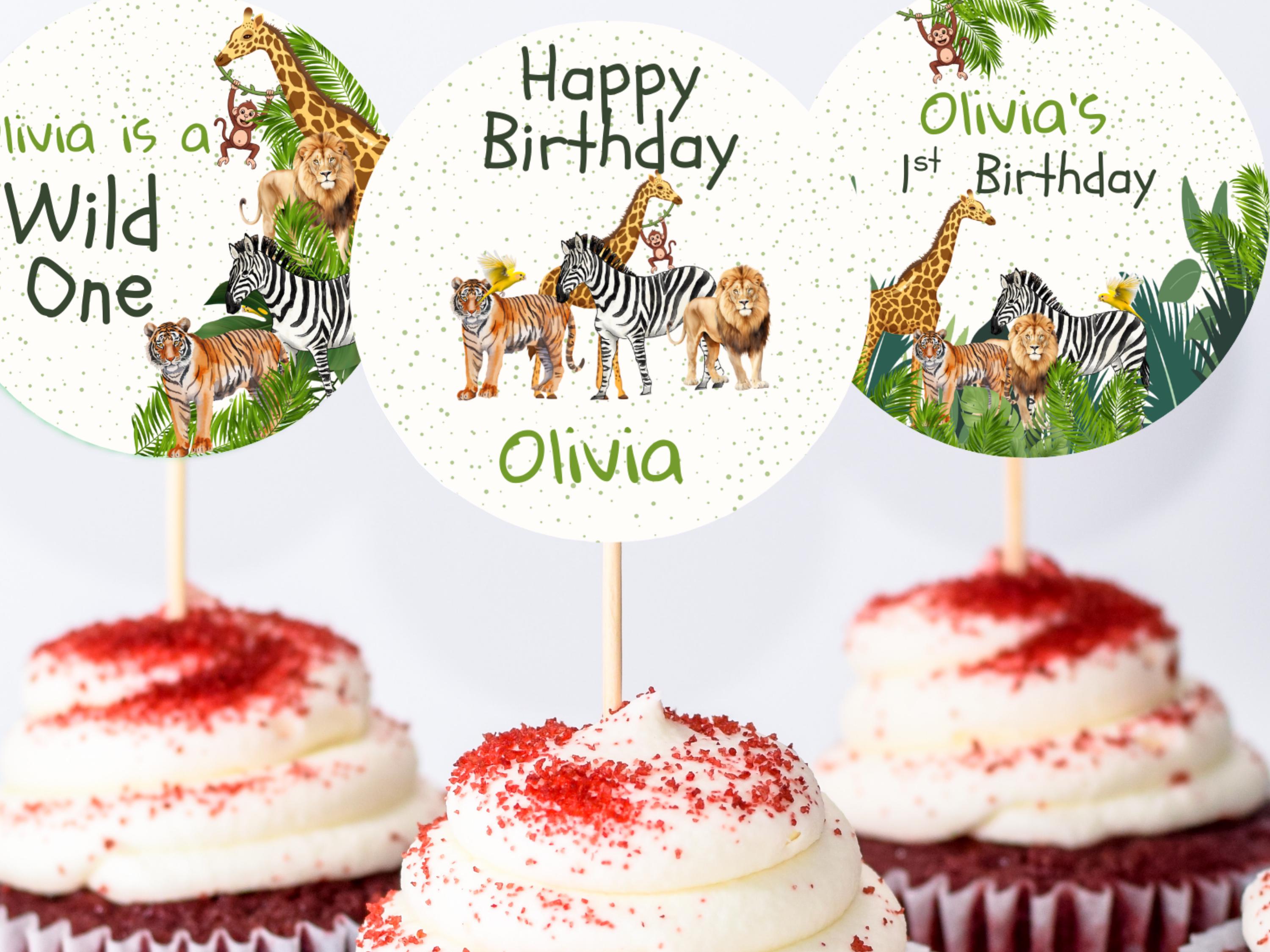 Wild One Jungle Cupcake Toppers thumbnail 4