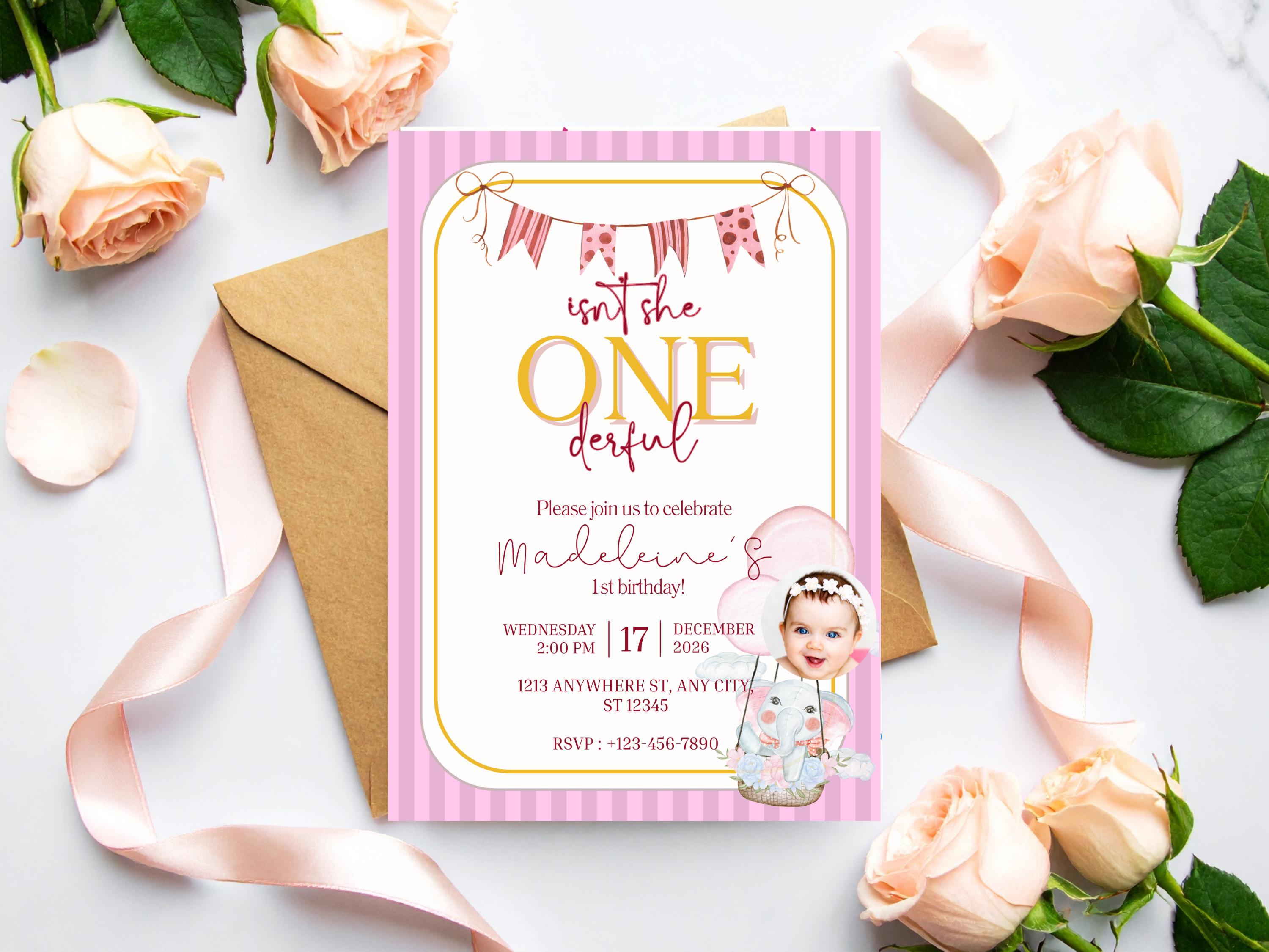 Isn't She ONEderful Birthday Invitation thumbnail 2